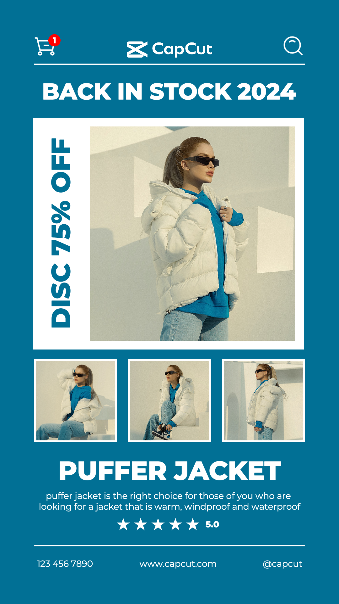 Retour en stock Veste matelassée Promotion de vêtements Instagram Story