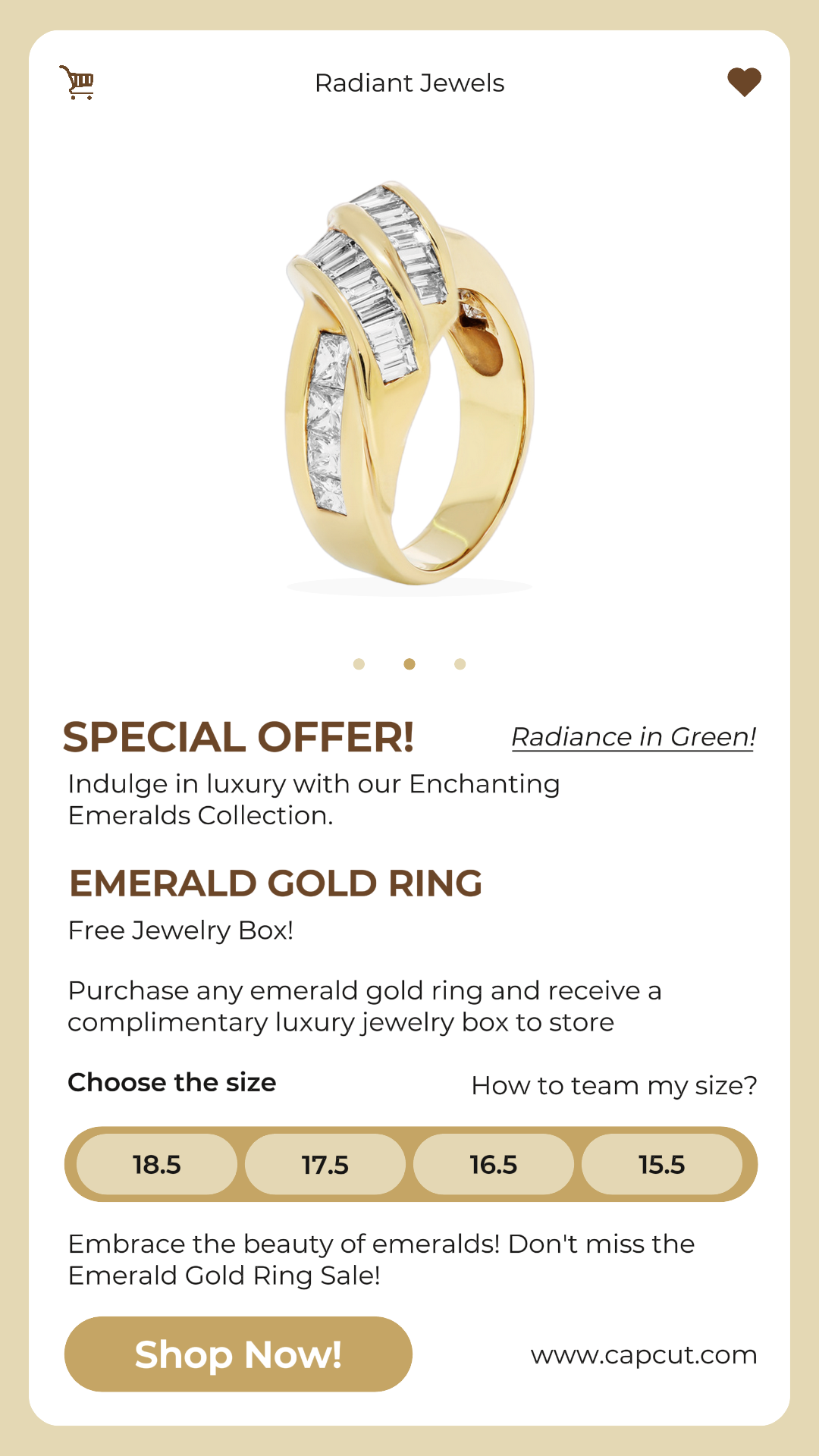 Venda de anéis de joias Instagram Story Yellow Simple