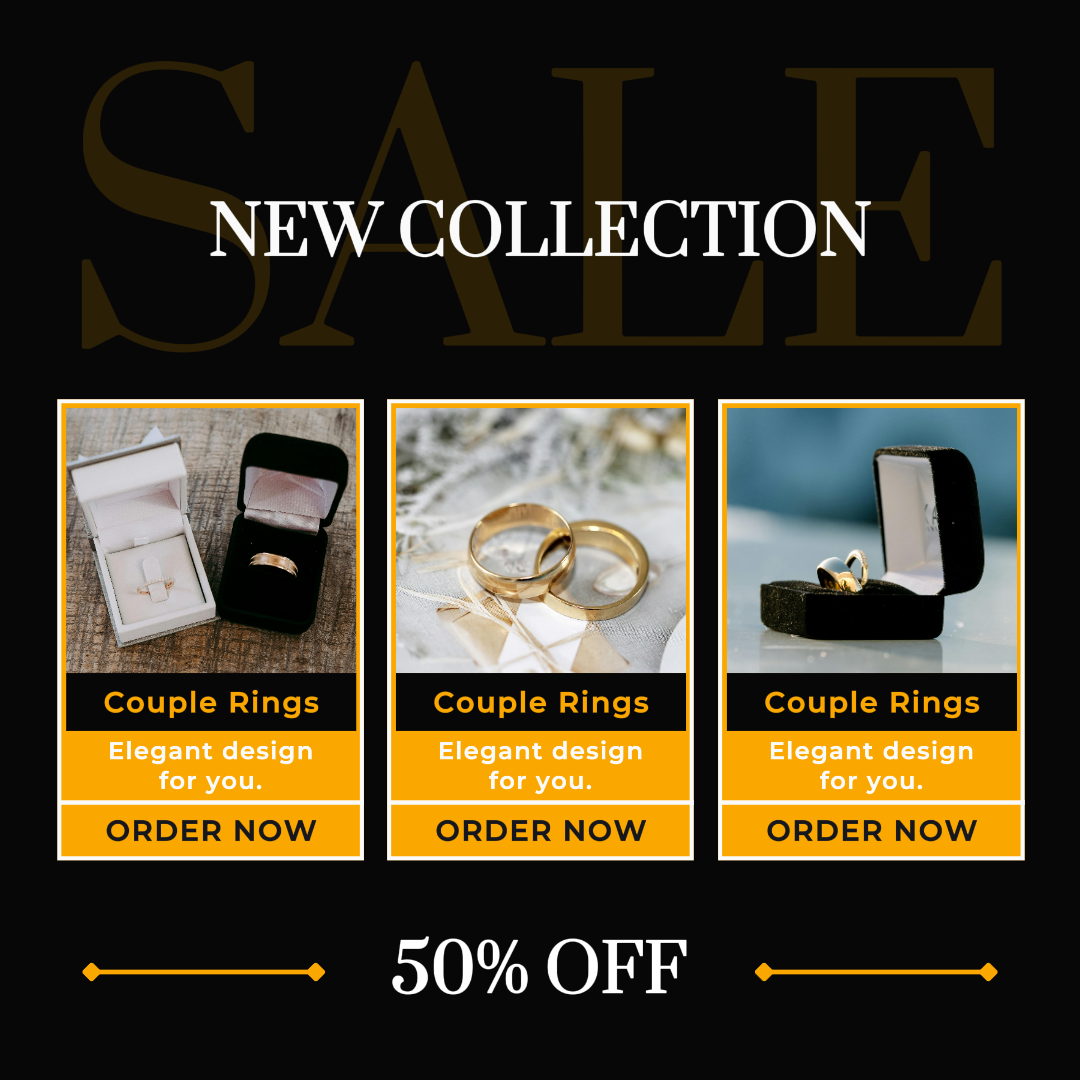 Nova coleção Joias e acessórios exclusivos Instagram Post Black & Gold Minimalist