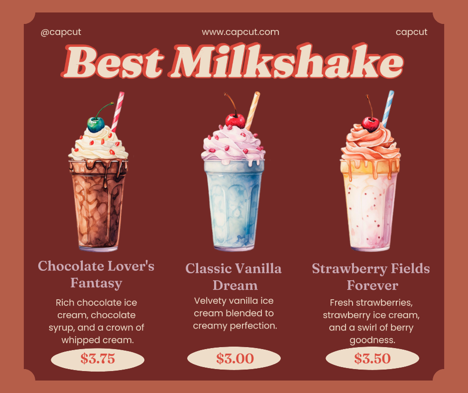 Milkshake Menu Promotion Facebook Post