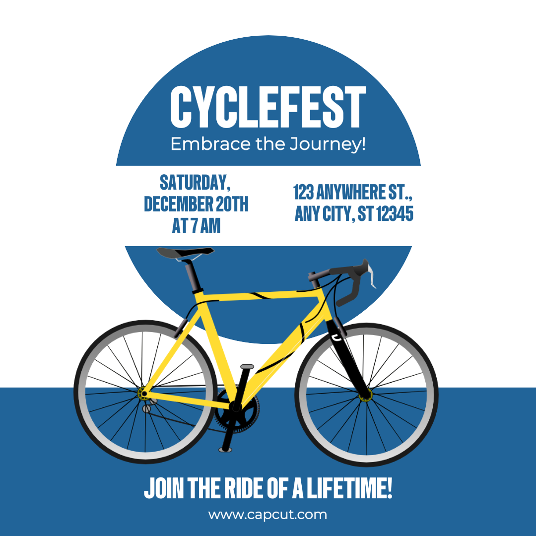 Affiche de marketing sportif et de match cyclisme post Instagram bleu blanc