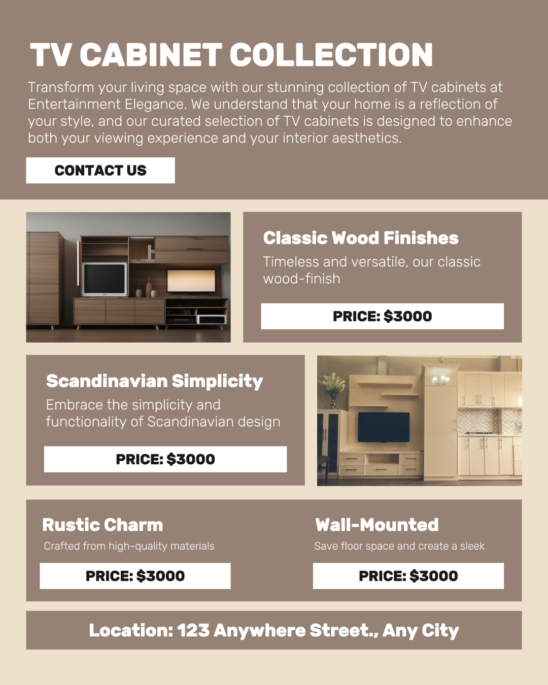 Pantalla de colección de gabinete de televisión doméstica