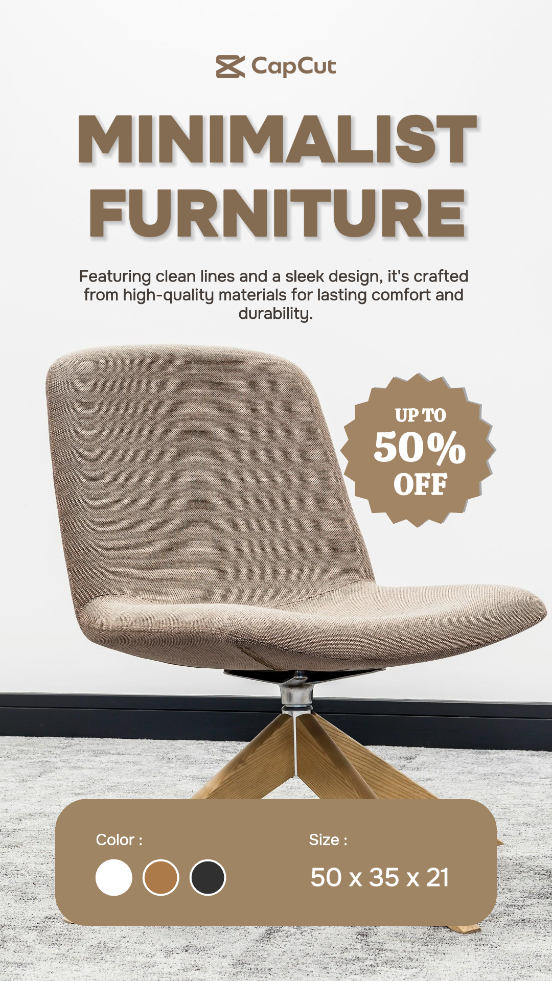Household Marketing Poster Instagram Story Minimalist Furniture Spesification White Brown Background