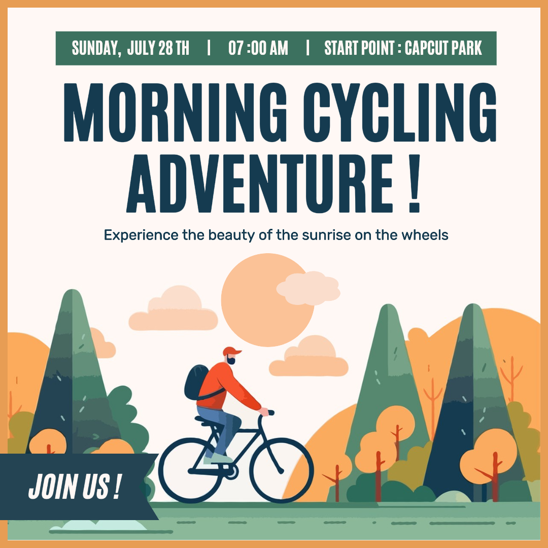 Deportes y Partido Póster Creativo Ciclismo Matutino Instagram Post Verde Naranja