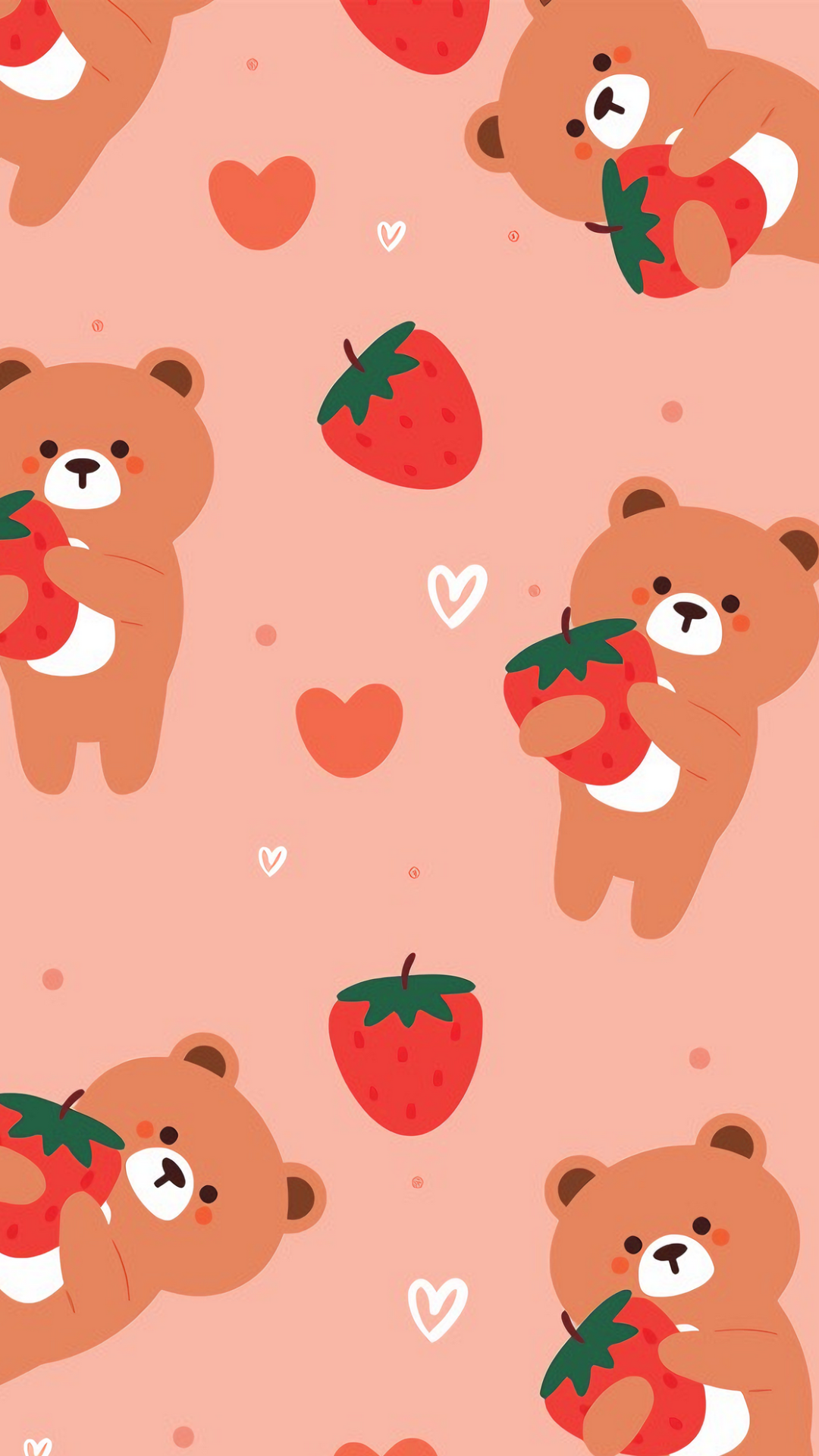 Wallpaper Boneca Urso Morango Bonito Ilustração Desenho Animado