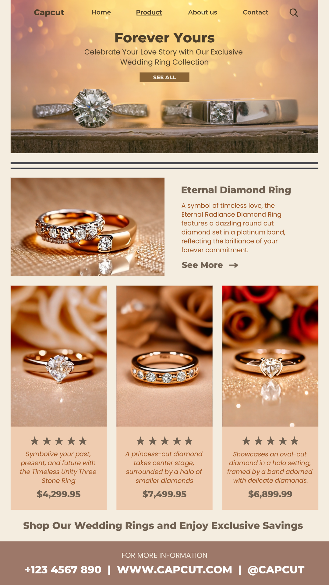 5 Anéis de casamento de luxo de joias de imagem multiproduto para Instagram Story