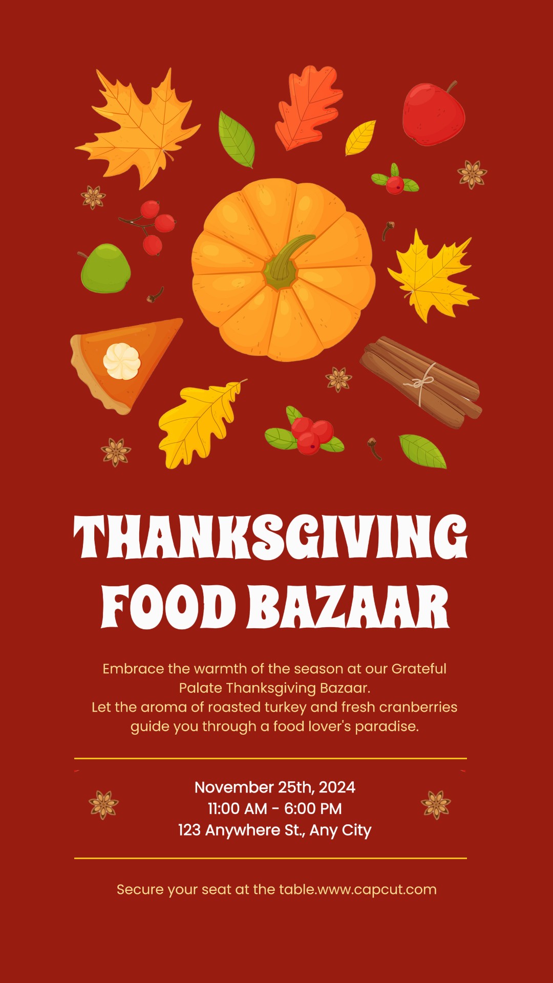 Post Tiktok do Bazar de Alimentos de Ação de Graças