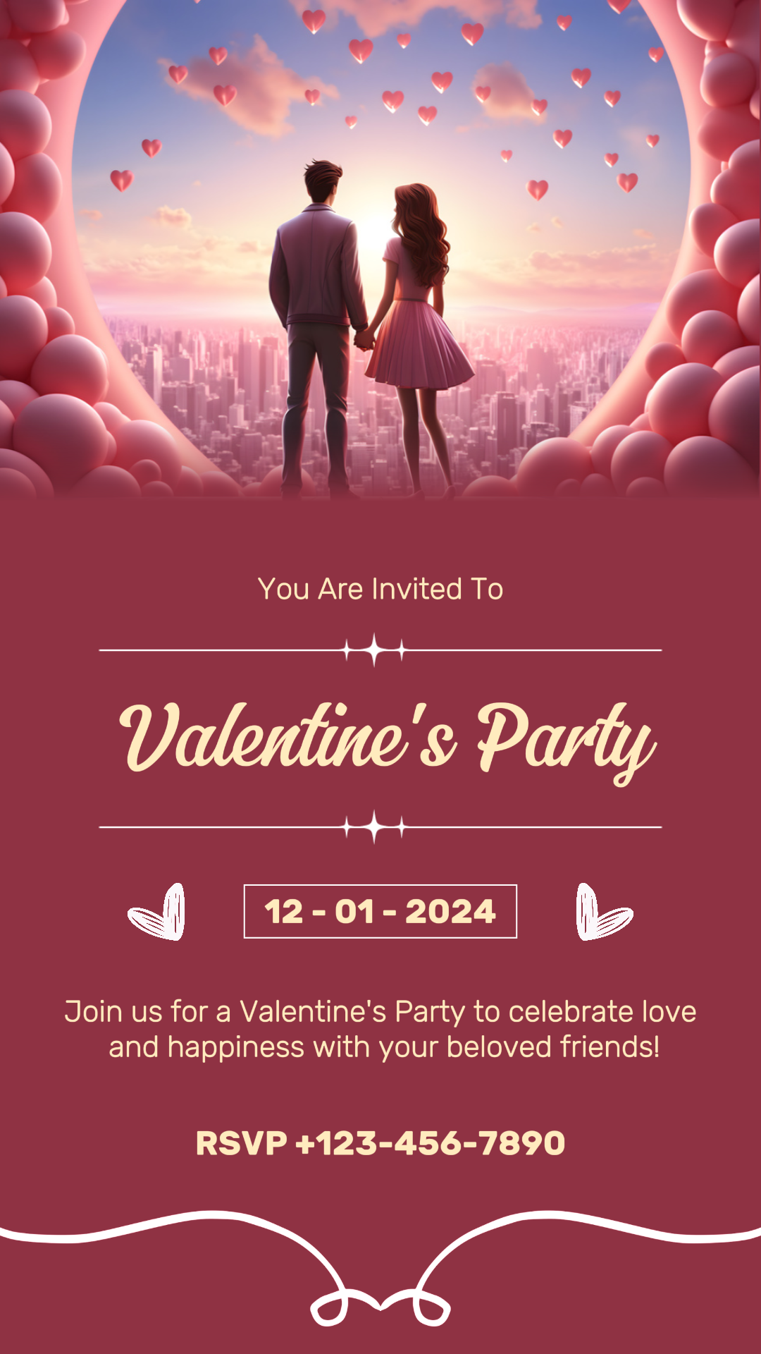 Kisah Instagram Kartu Undangan Pesta Valentine