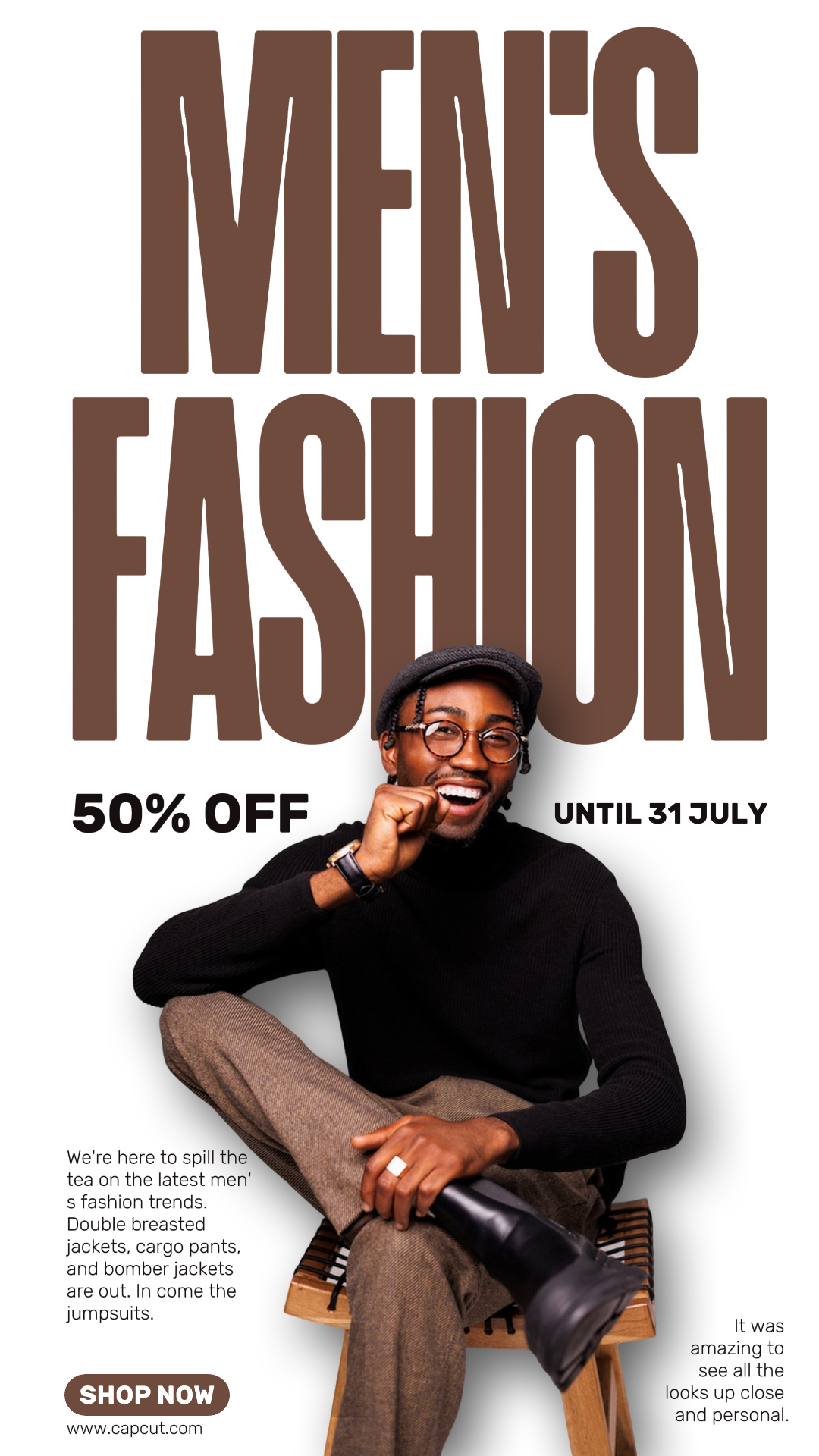 Affiche de marketing de vêtements et de chaussures Vente de mode pour hommes Histoire Instagram