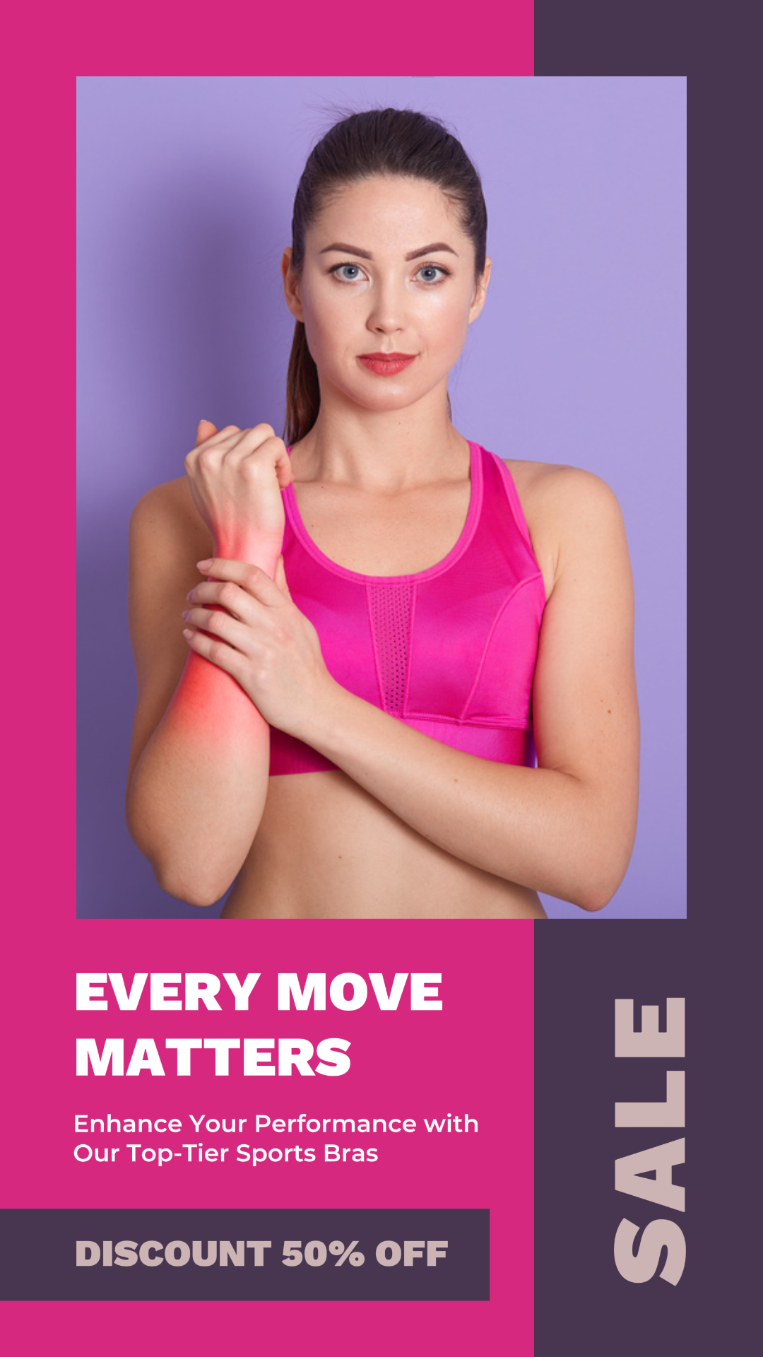 pink promotional sports bra for instagram story 