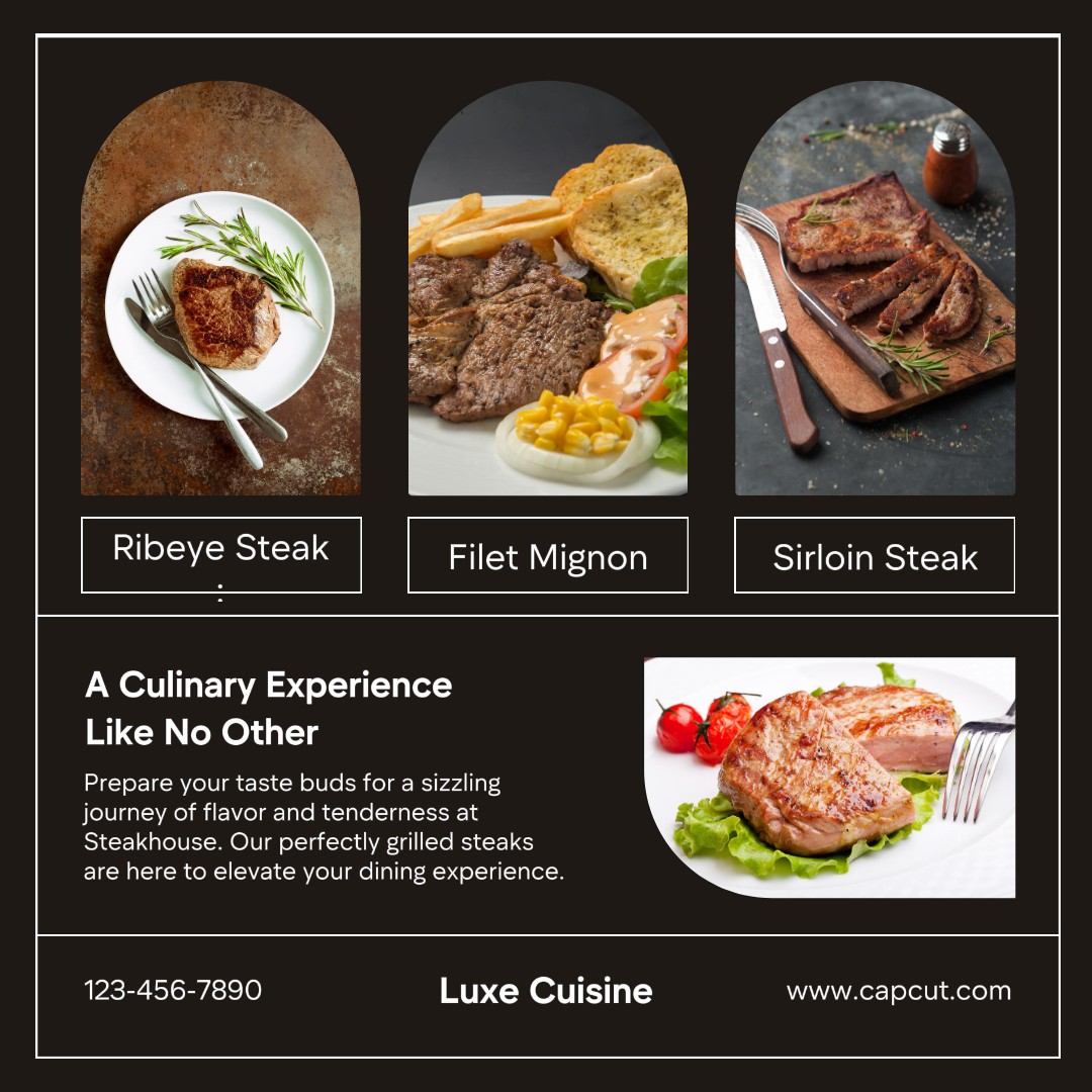 Affichage des produits de steak alimentaire post instagram