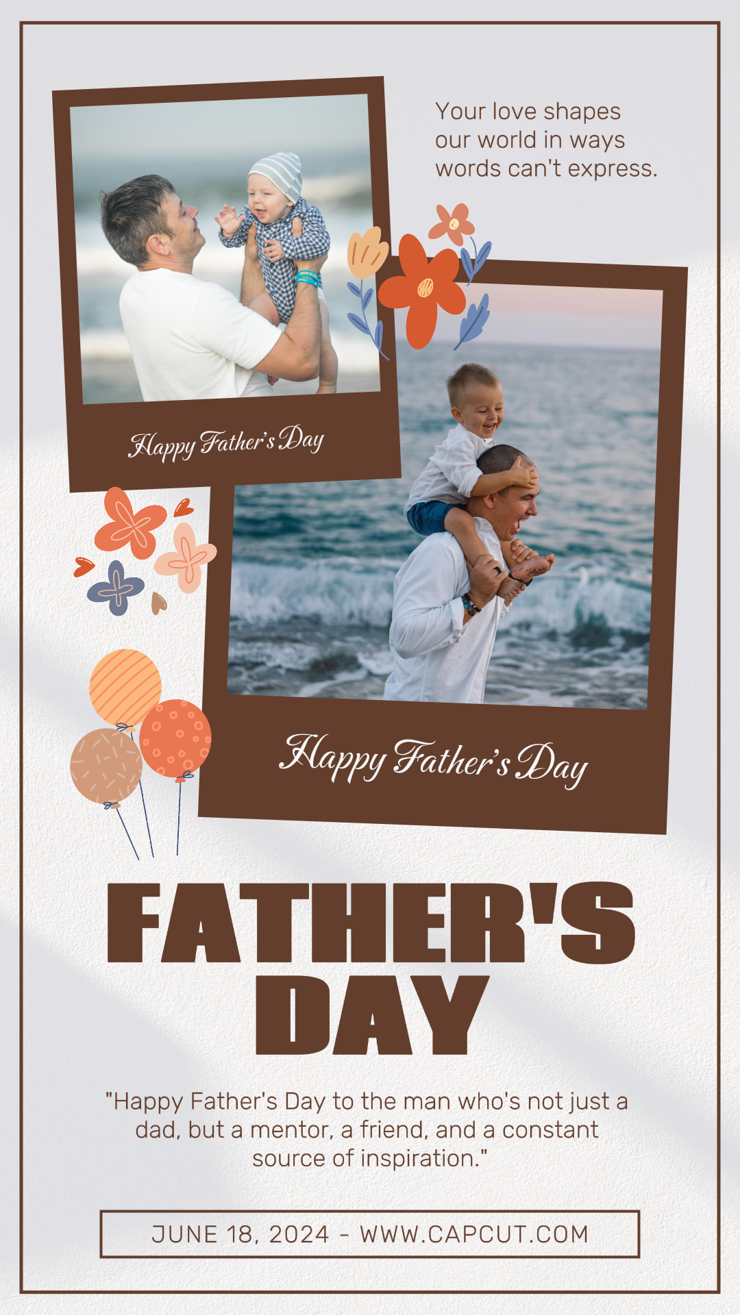 Happy Father 's Day Instagram Story Minimalistisch Weiß und Beige