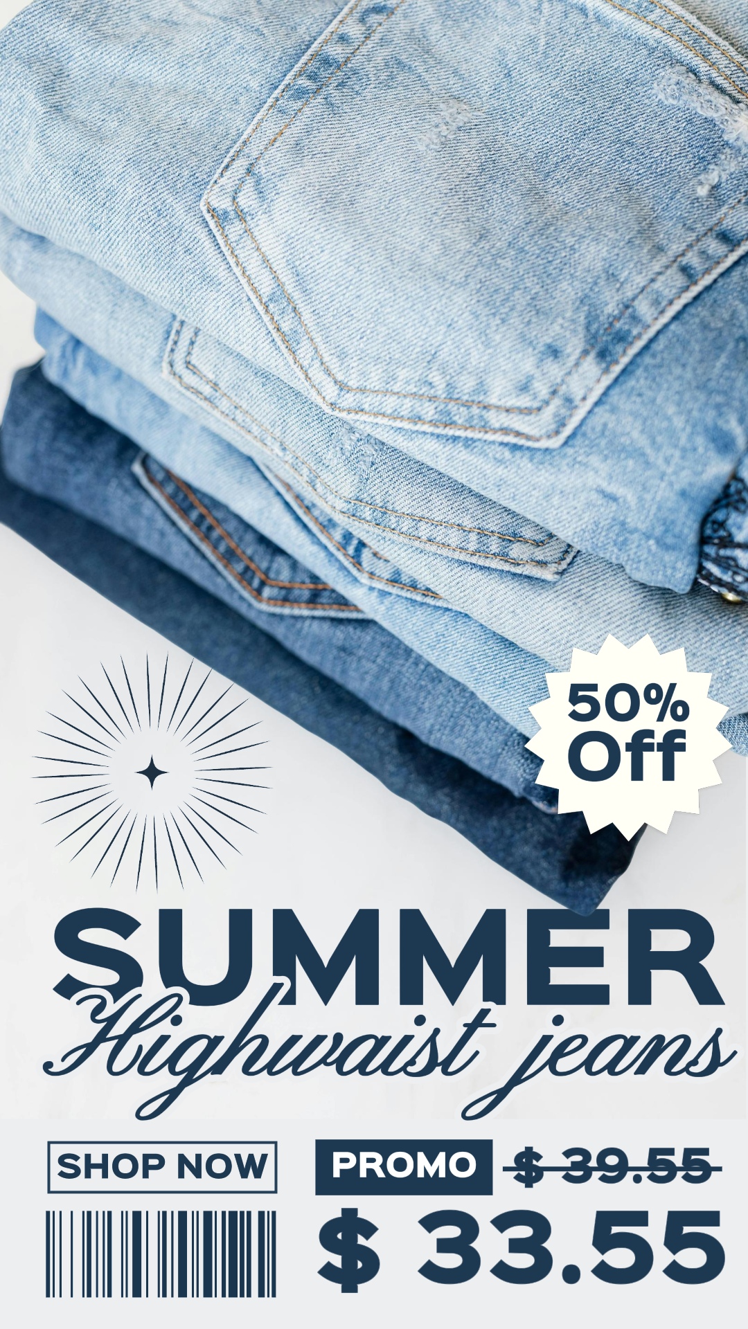 Pakaian dan sepatu highwaist jeans promosi produk penjualan instagram story