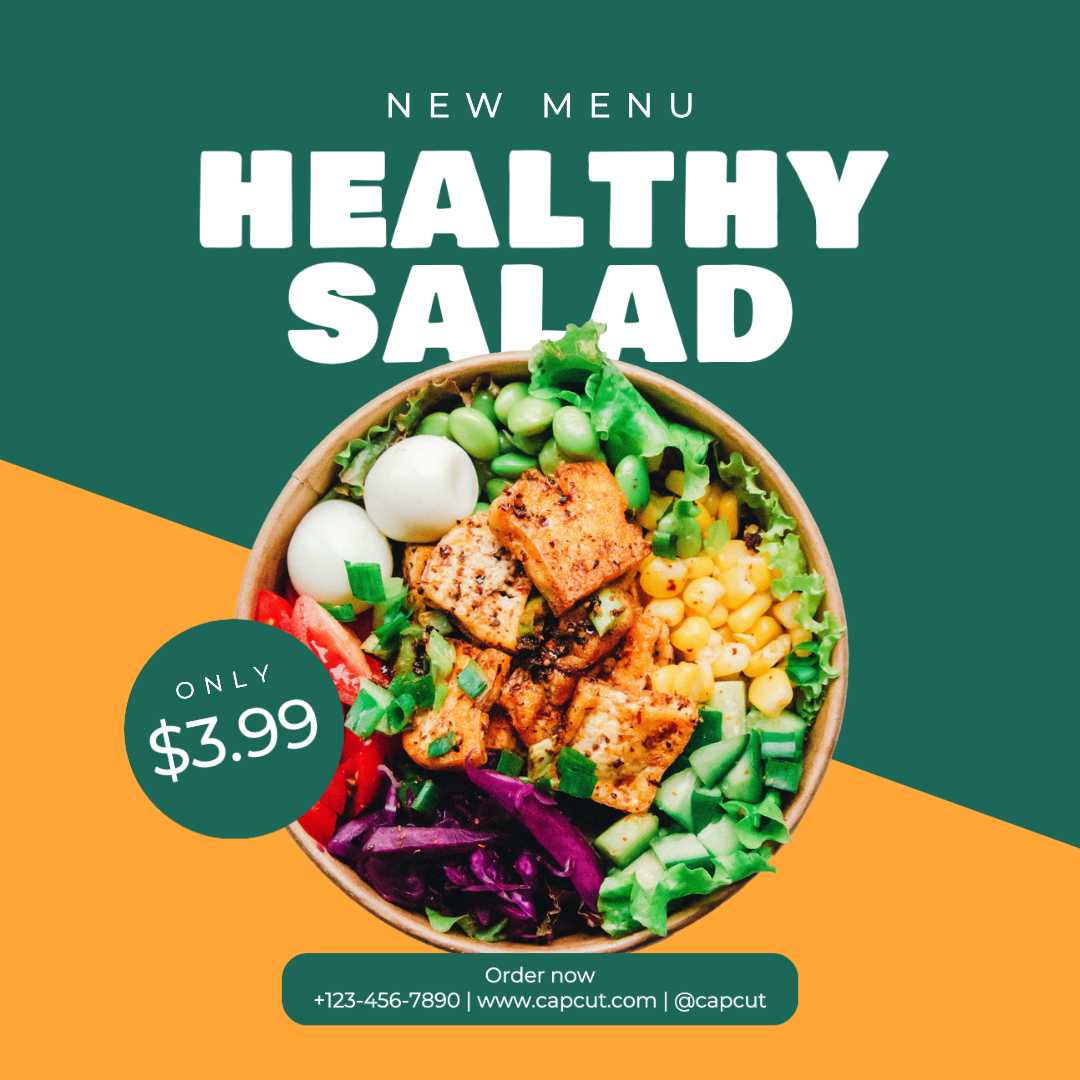 Ensalada Saludable Nuevo Menú Publicación de Instagram