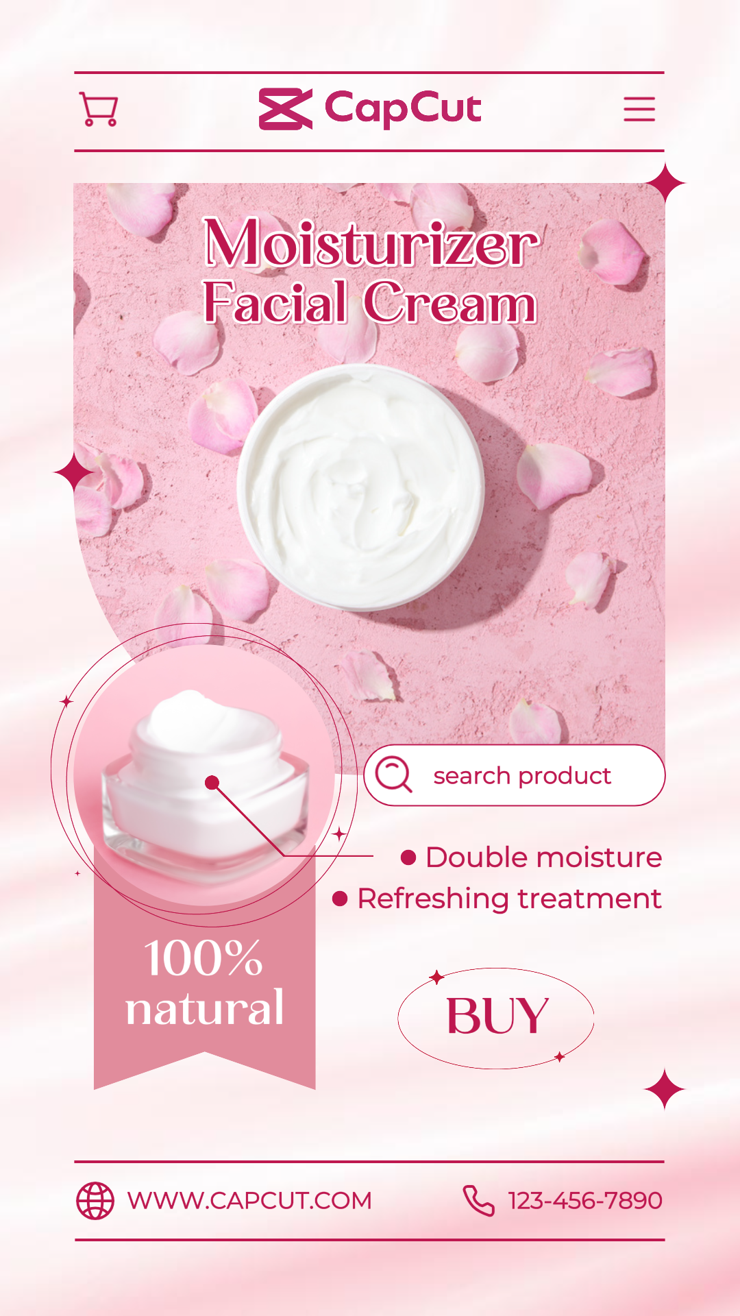 Pôster de marketing de cuidados de beleza Exibição do produto Instagram Story Pink Delicate Style