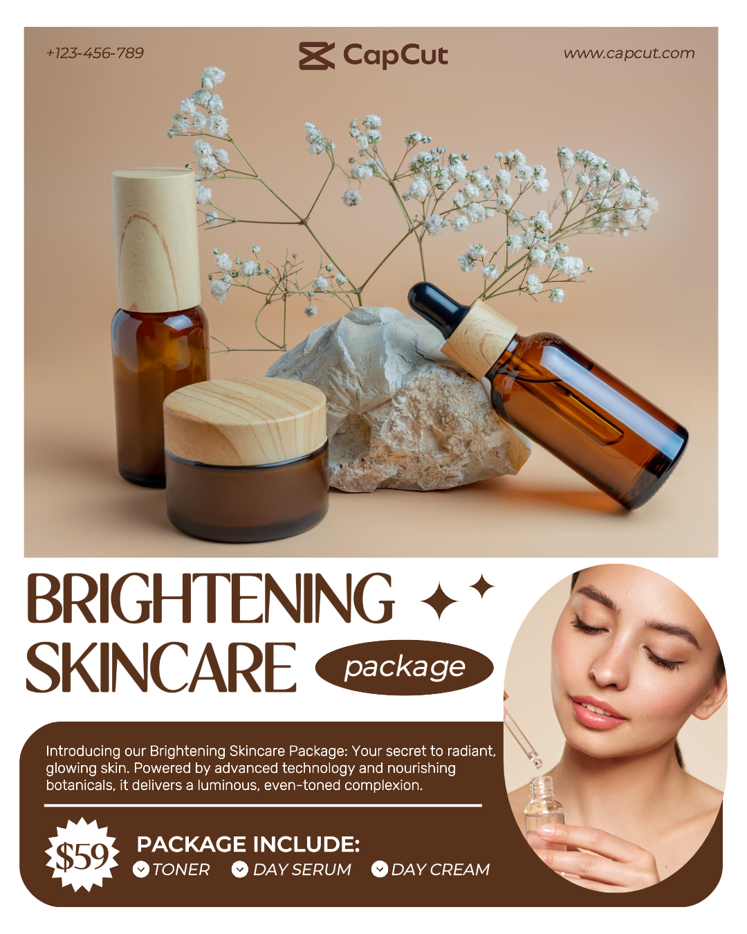 Beauty Care Brightening Skincare Package Product Display IG Post