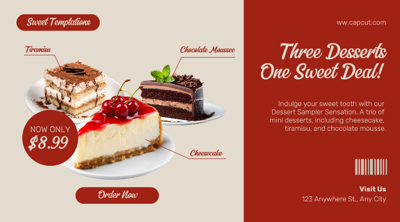 Venta de postres Facebook AD Rojo Beige