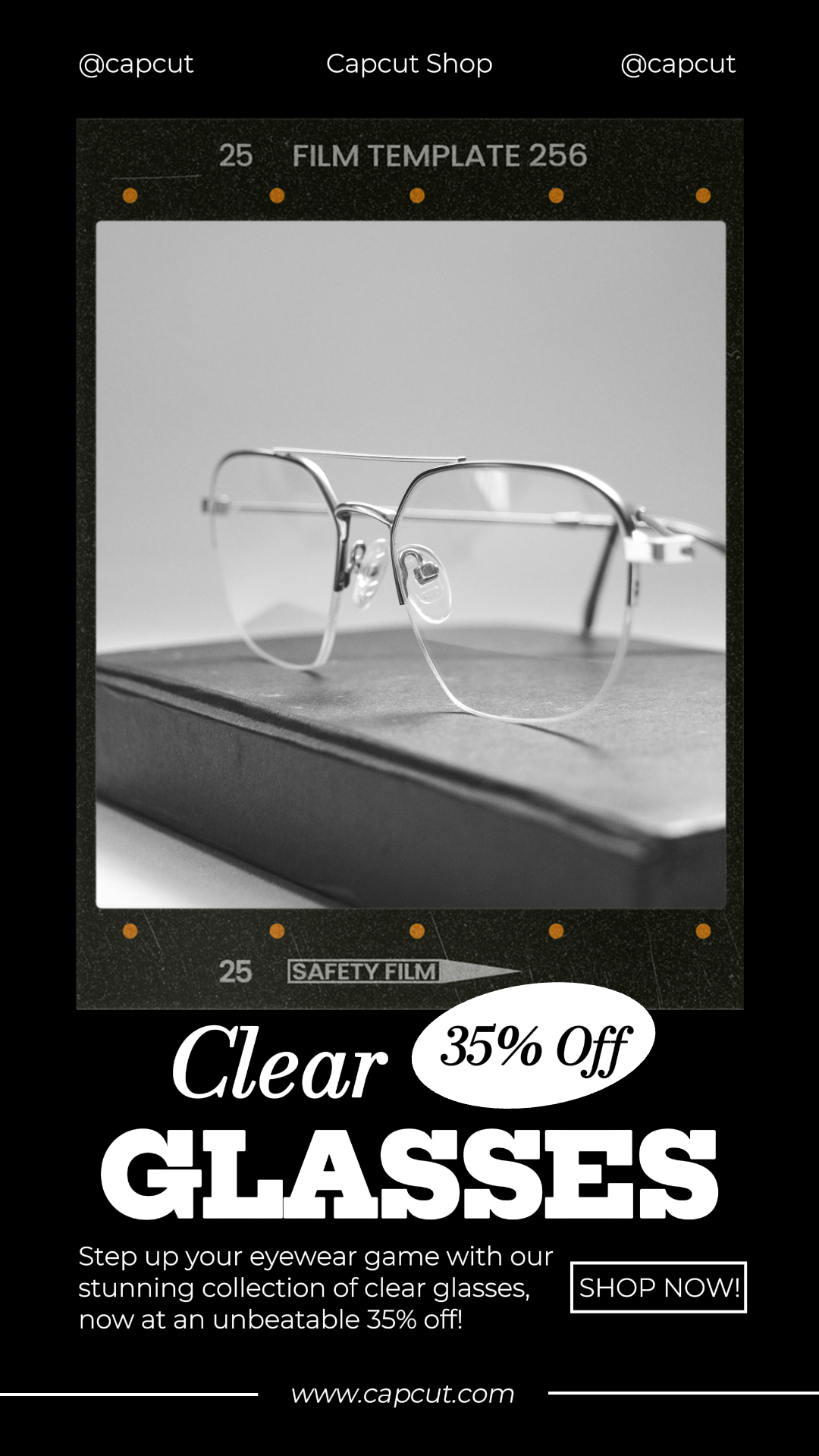 Jóias e Acessórios Óculos Limpos Promoções Instagram Story Black