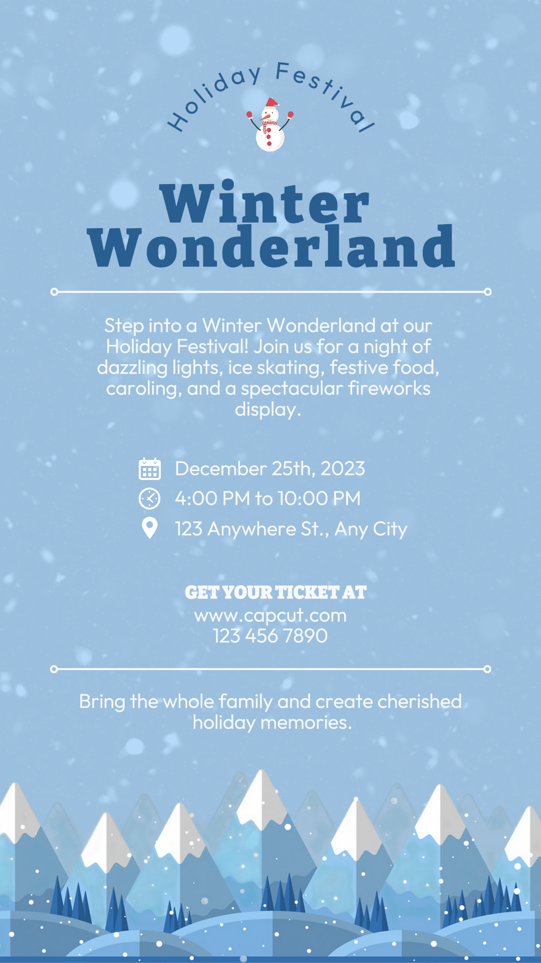 Snowy Blue Christmas Day Festival Instagram Story