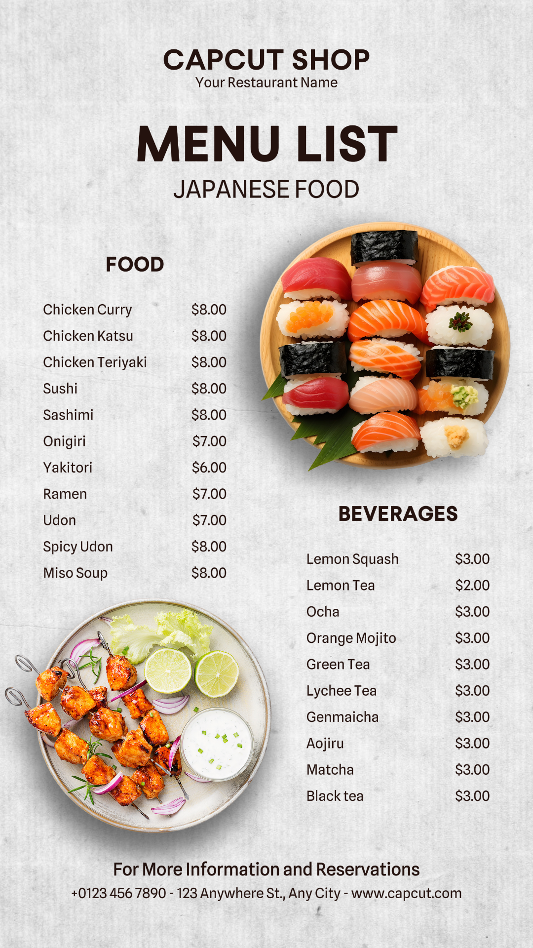 Comida y Bebidas Restaurante Japonés