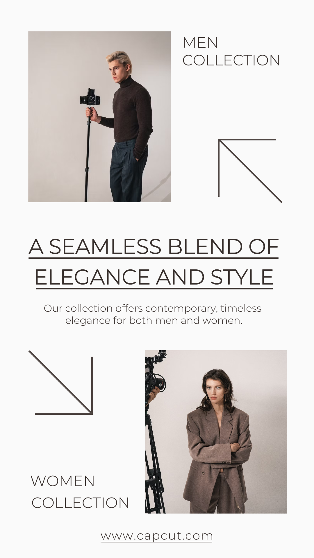 Vêtements marketing Nouvelle collection Instagram Story Tenue homme et femme marron
