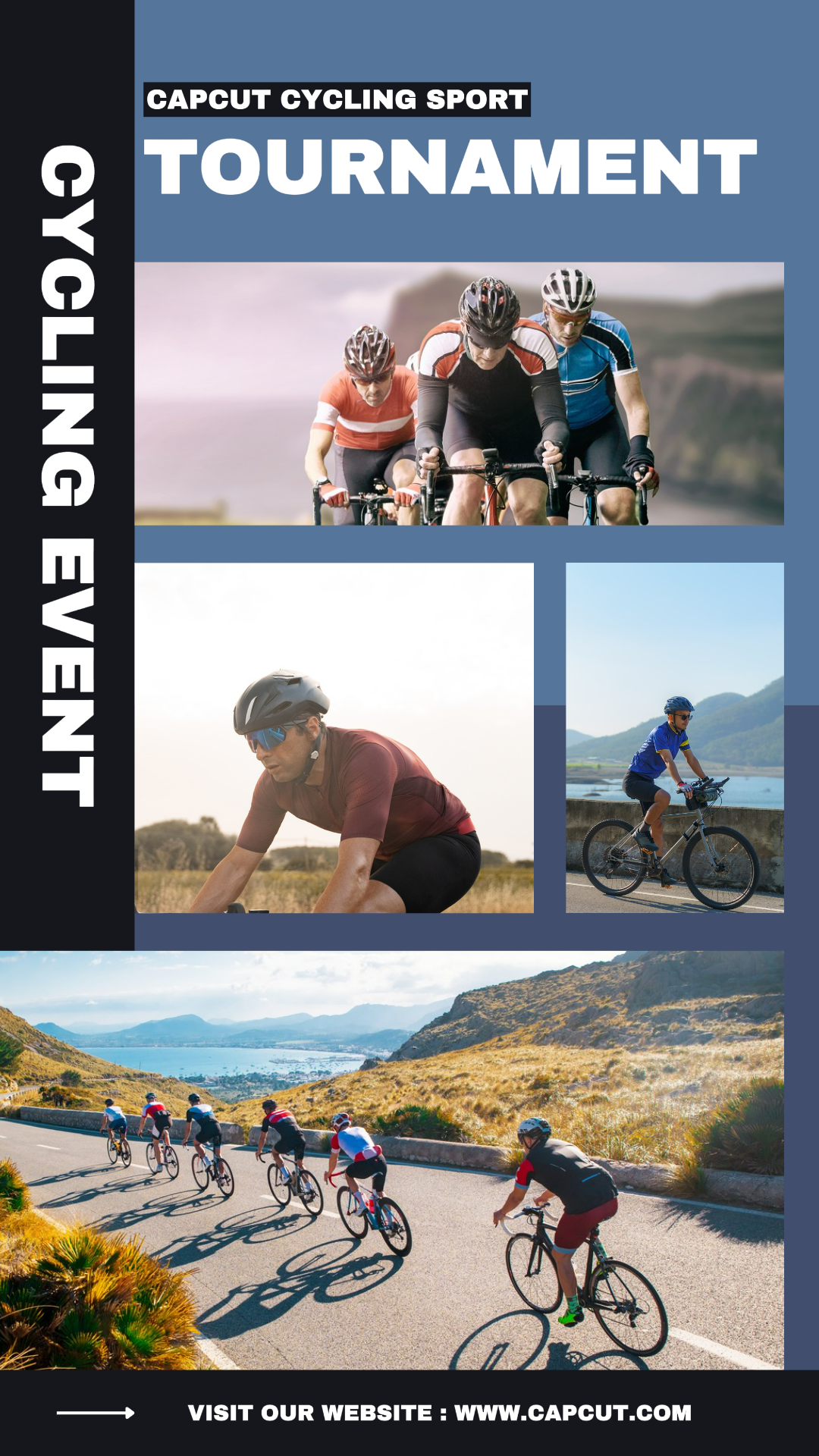 Sports and match marketing poster cycling instagram story black blue