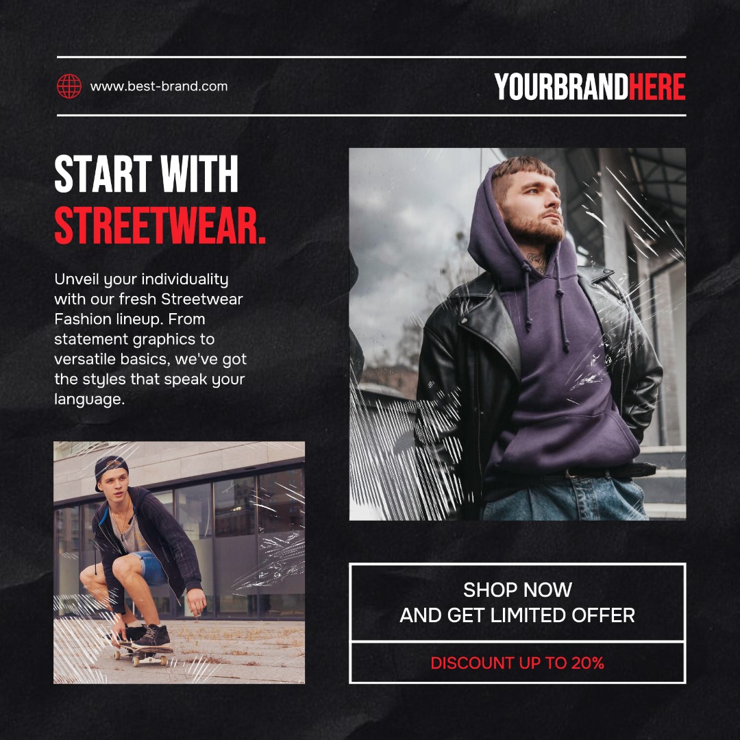 Streetwear Mode Marke Angebot Instagram Feed