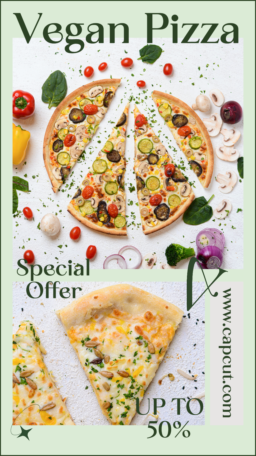 Essen Vegane Pizza Sonderangebot Instagram Story