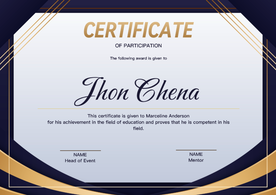 Non-Marketing-Certificate Blau Dunkle Gradien