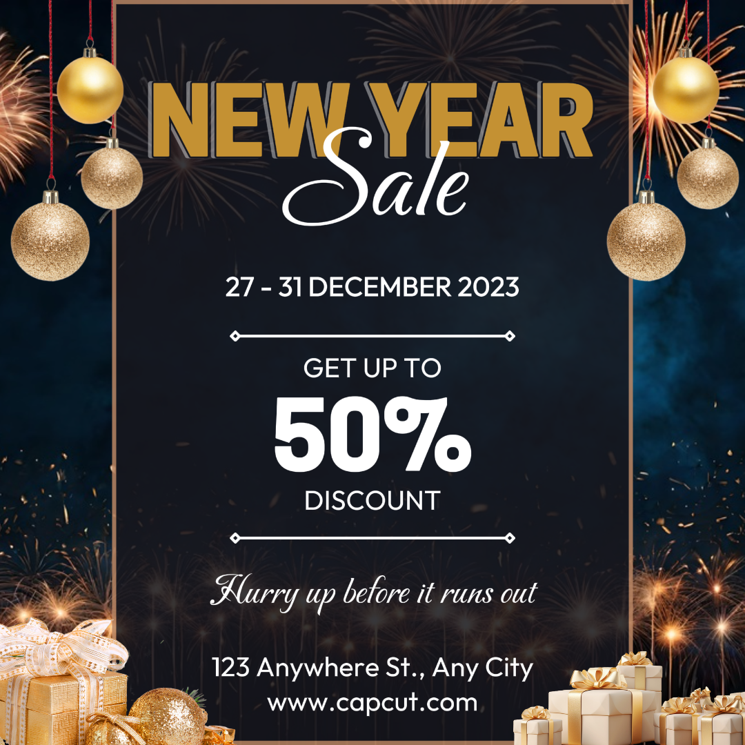 Neujahrsverkauf schwarz instagram post