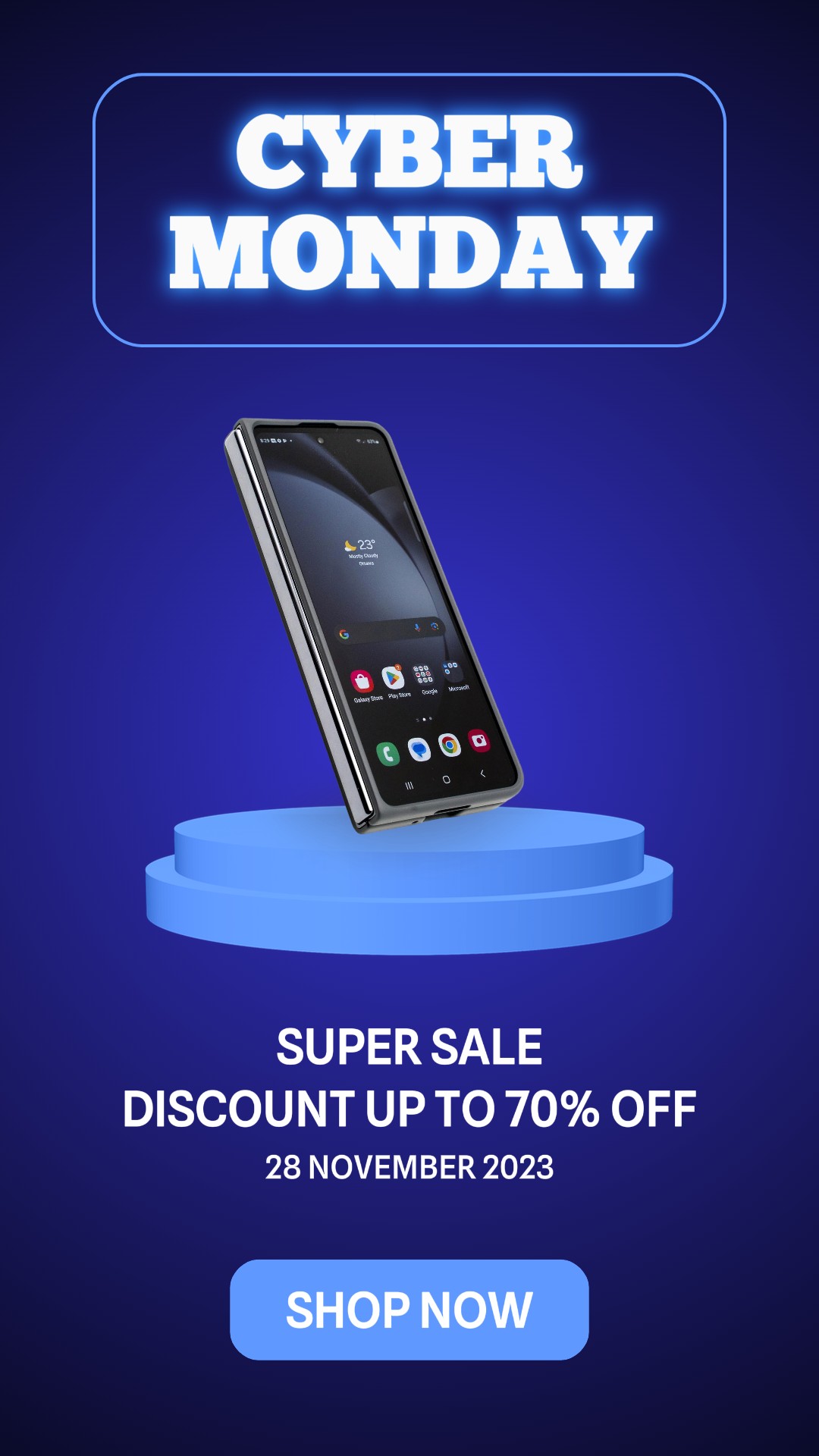 Affichage des soldes Cyber Monday bleu foncé