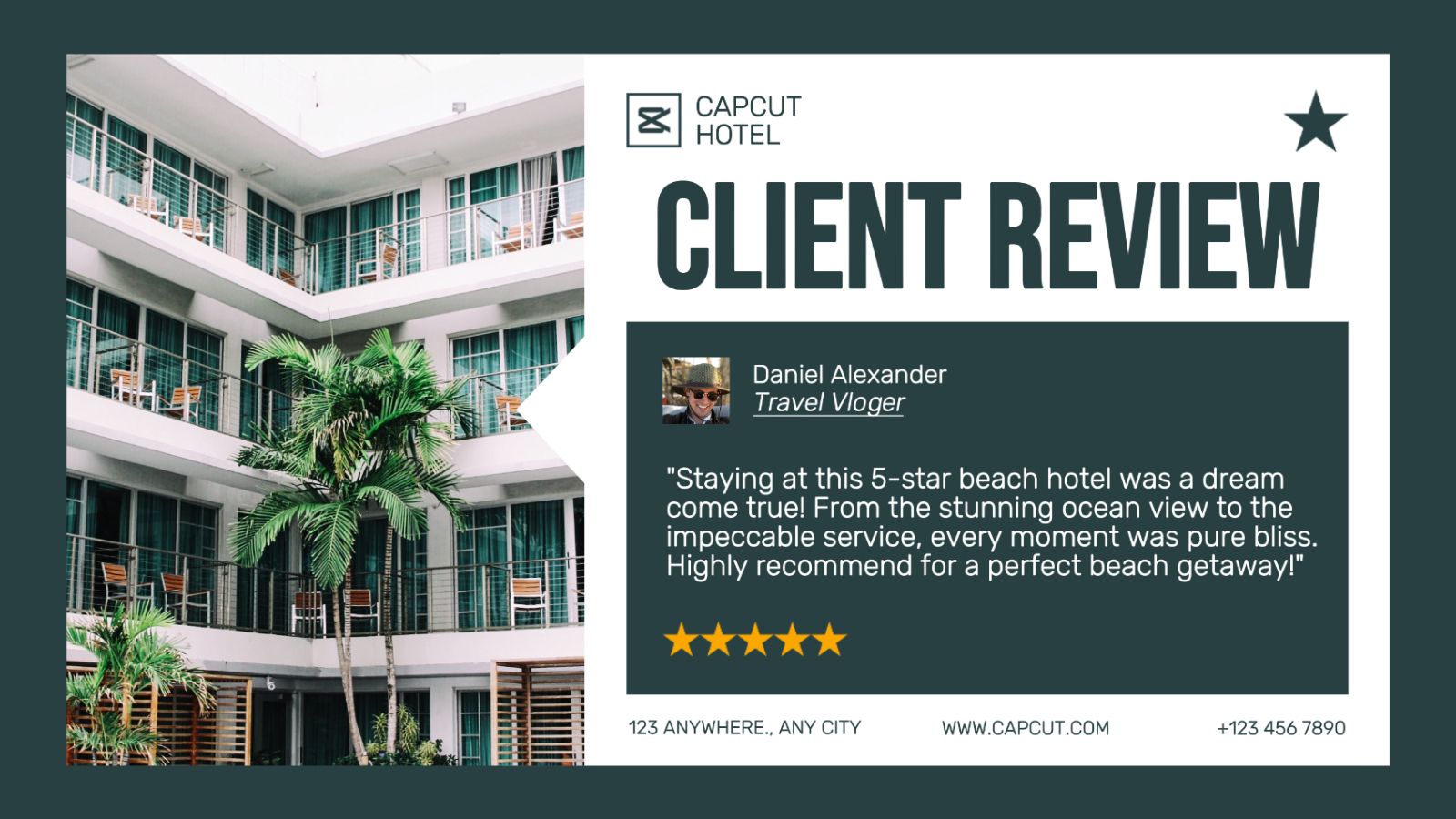 Minimalist Hotel Client Review Twitter Post