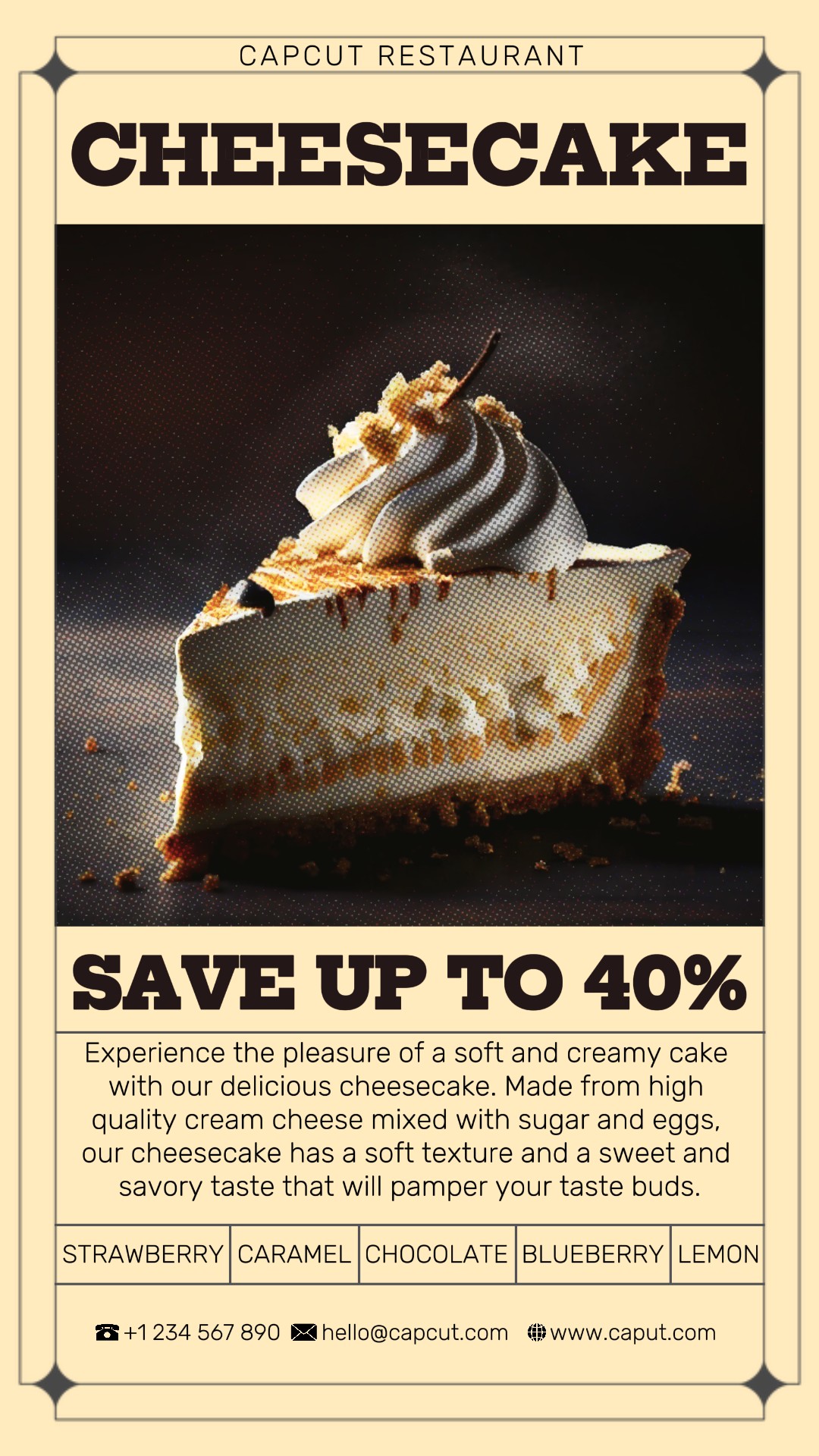 Food Cheesecake Product Display Insta Story