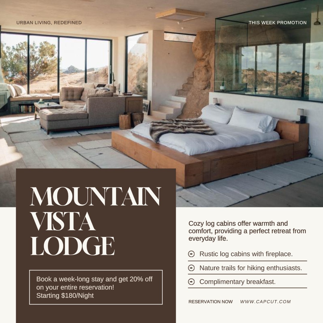 Brown Minimalist Hotel Promotion Instagram Post