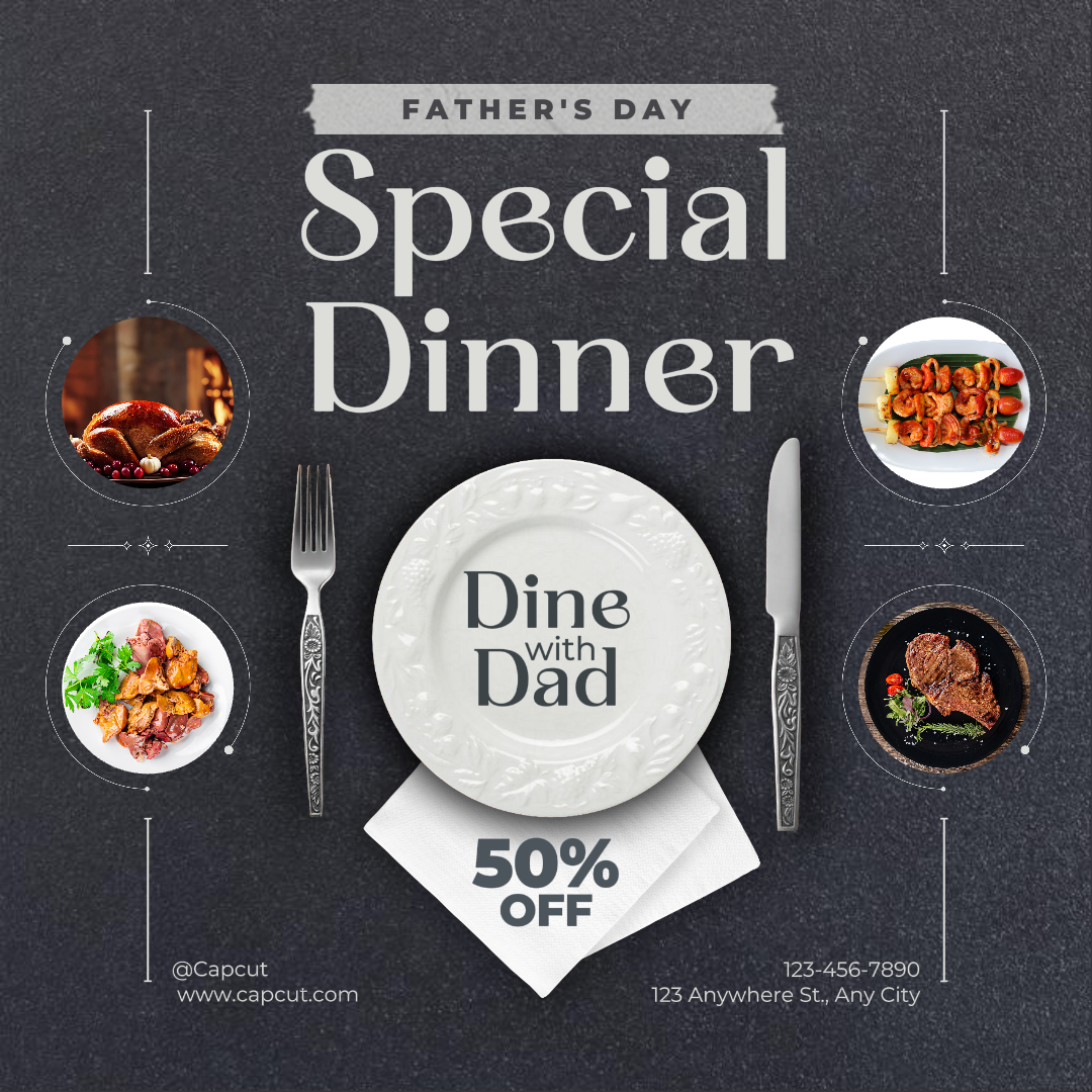 Pôster de marketing do jantar do dia dos pais Instagram