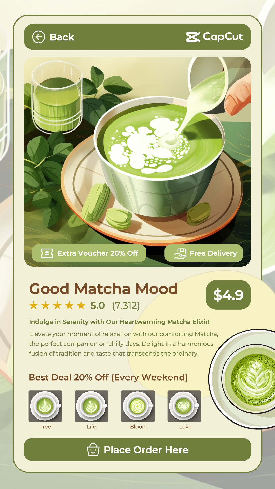 Hot Matcha Promo TikTok Post Modern Minimalist