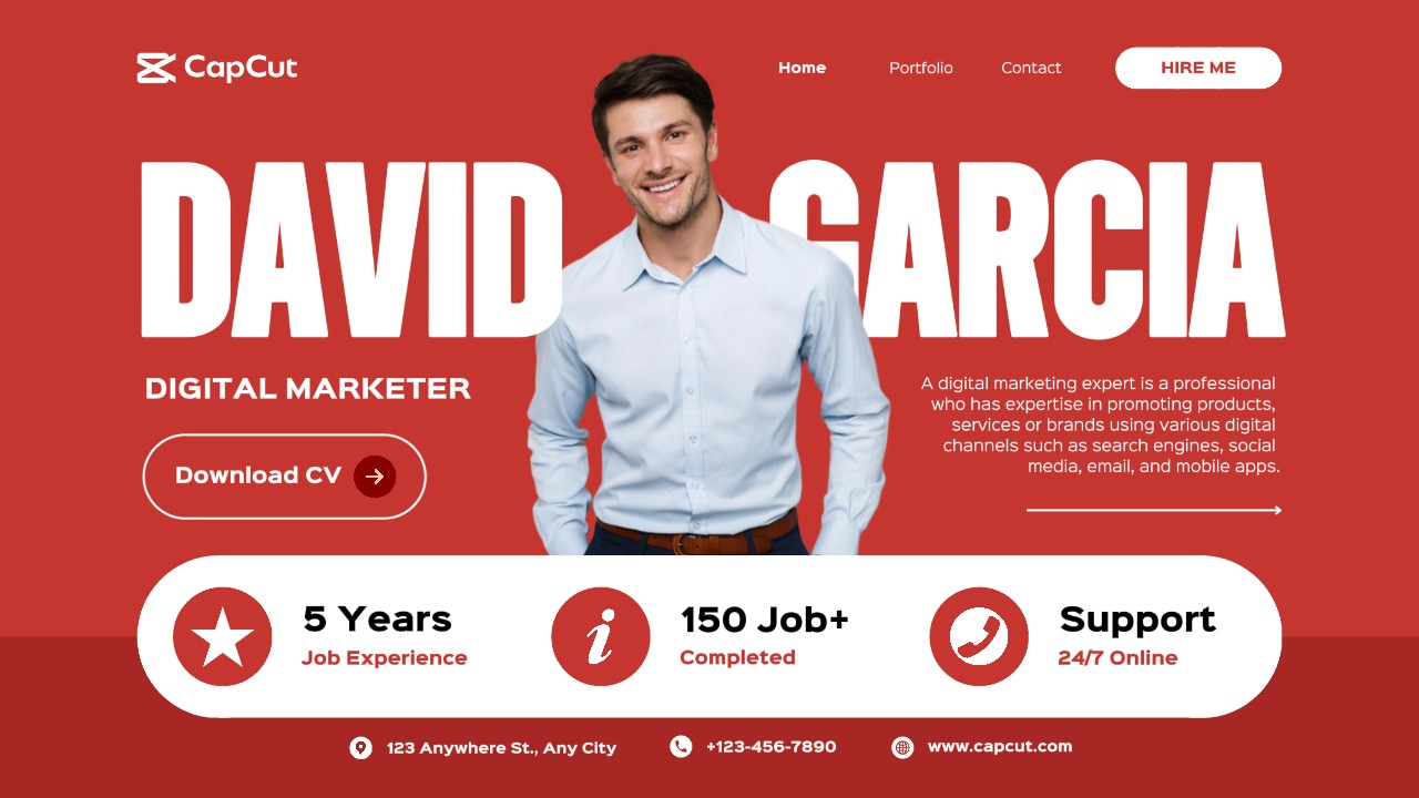 Red Modern Personal Portfolio Website Trabalhos, Emprego | Freelancer