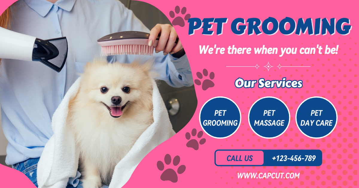 Pet grooming pink facebook app ads