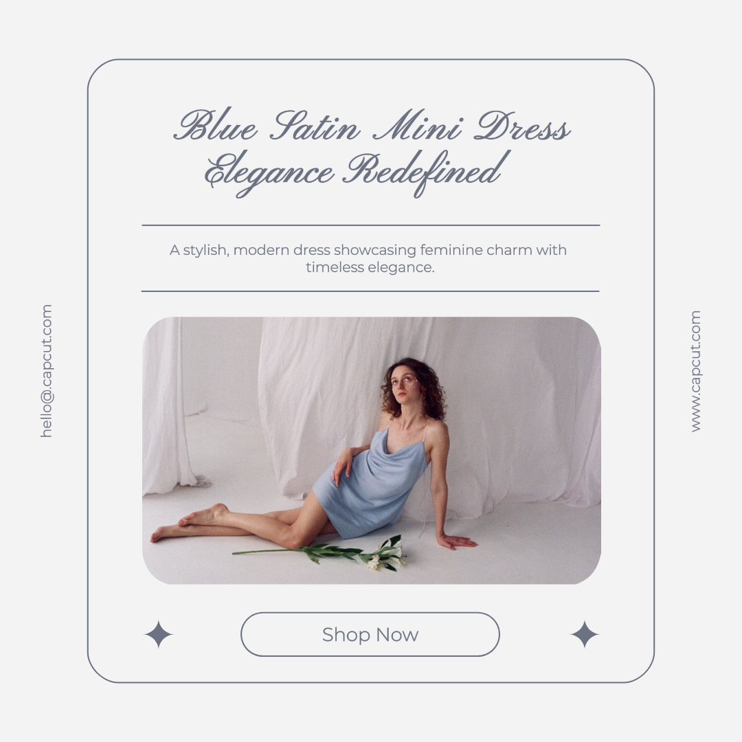 Marketing Kleidung Allgemeine Promotion Instagram Post Satin Minikleid Blau