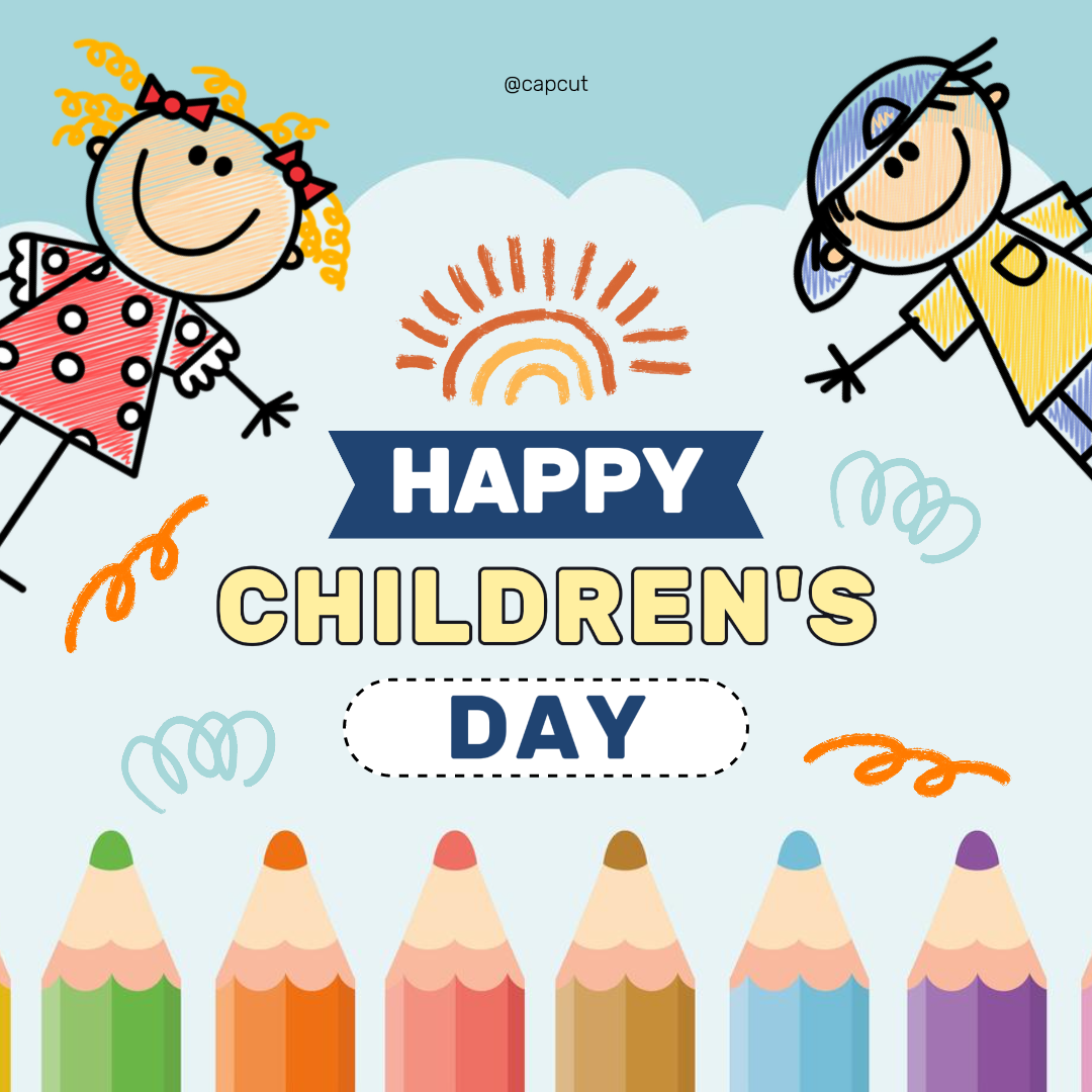 Post Instagram de la fête des enfants bleu