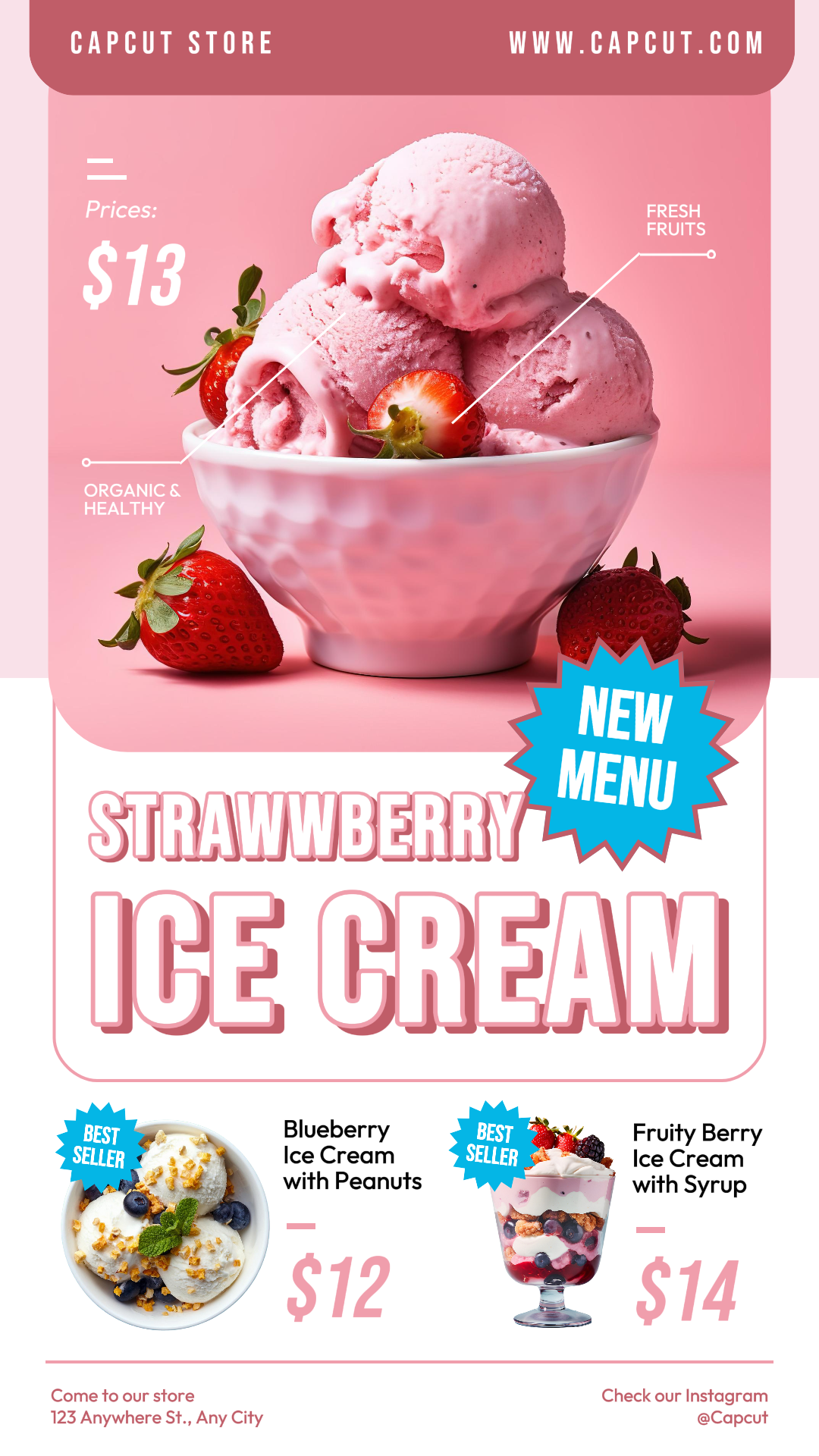 Kisah Instagram Makanan Es Krim Stroberi