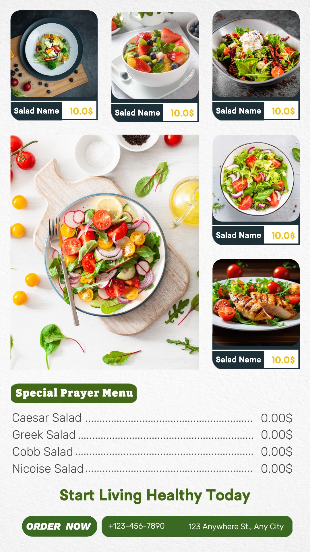 Promoción comercial Diseño minimalista de ensalada fresca para historias de Instagram