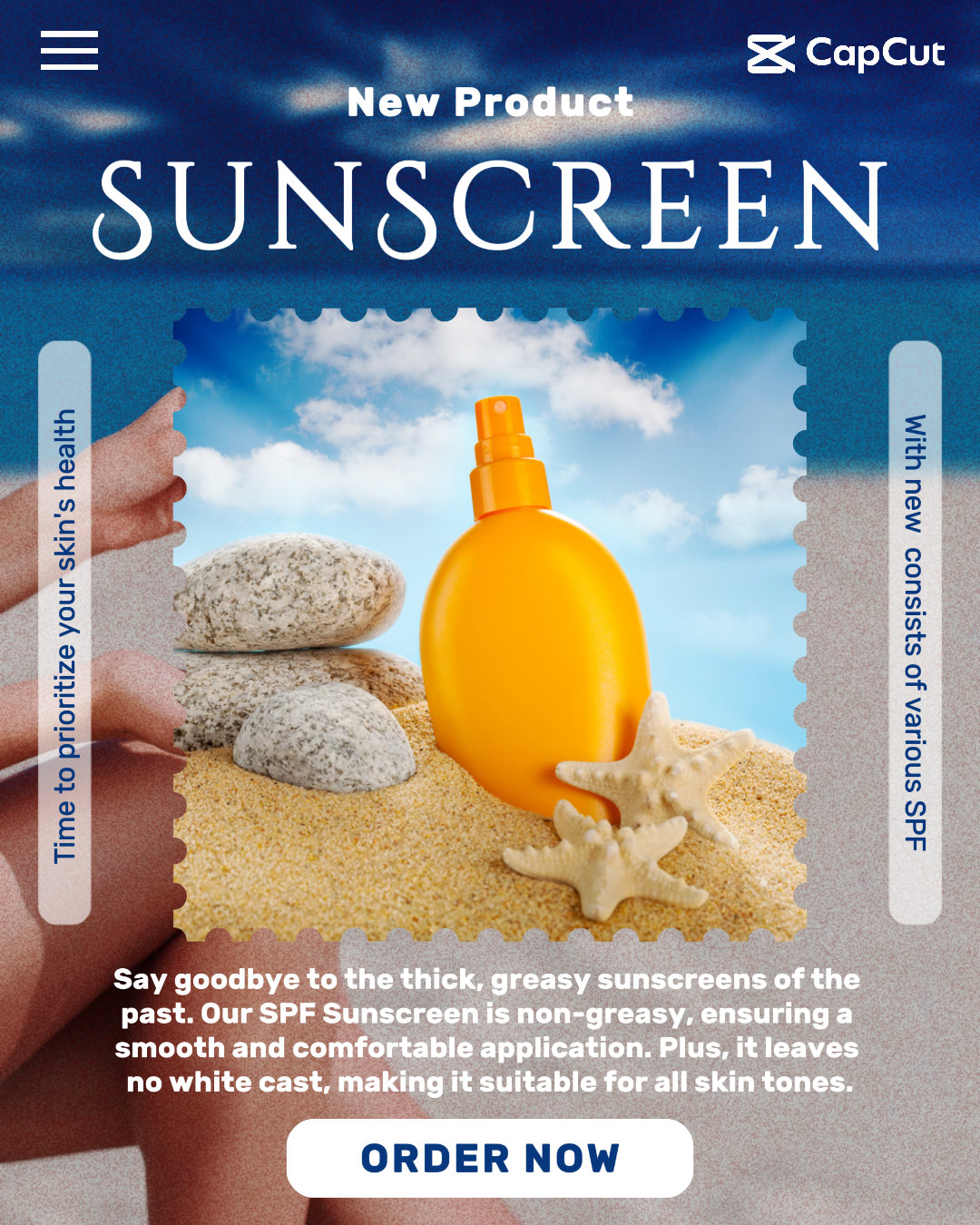 Soins de la peau et crème solaire de beauté nouvel affichage de produits