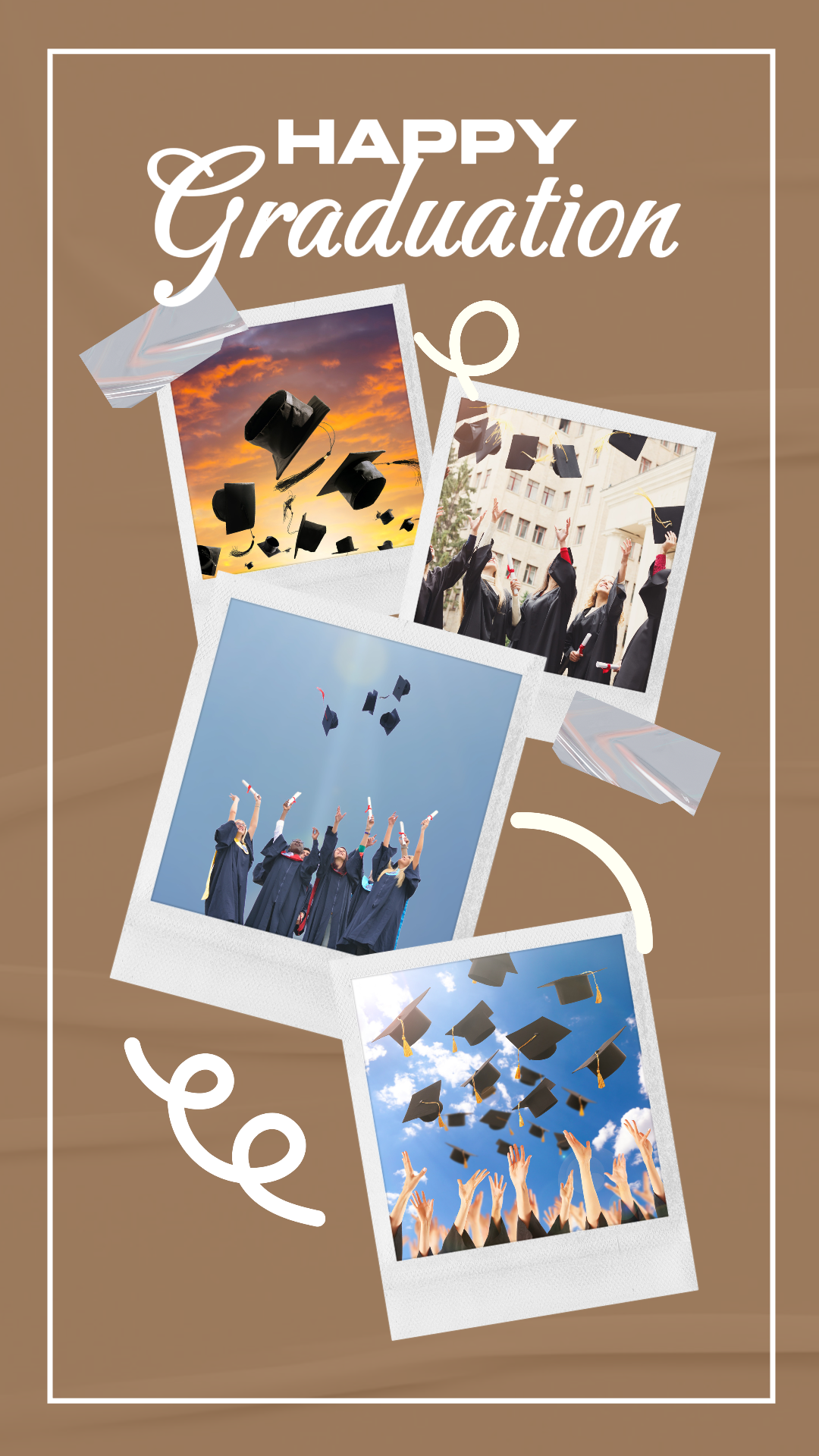 Graduación De Collage Polaroid Con Textura Marrón