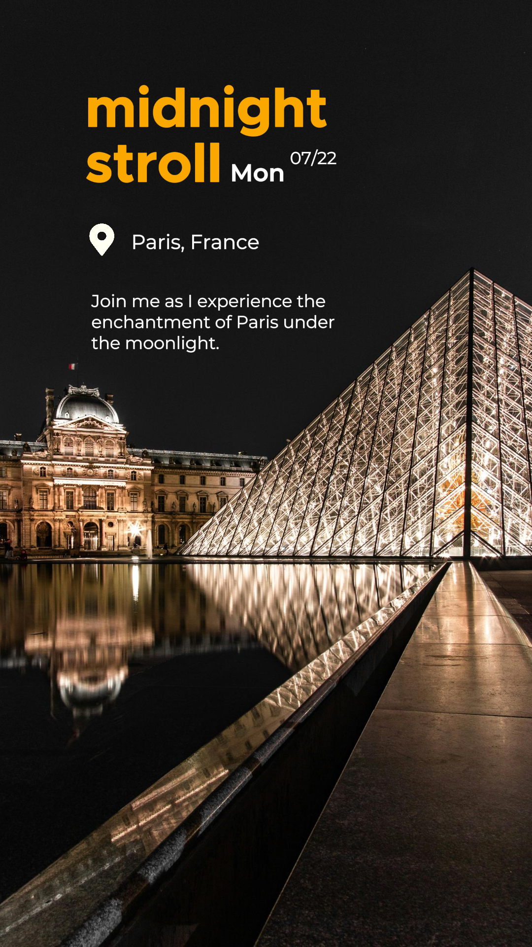 Affiche créative de voyage TikTok Paris Midnight Scroll