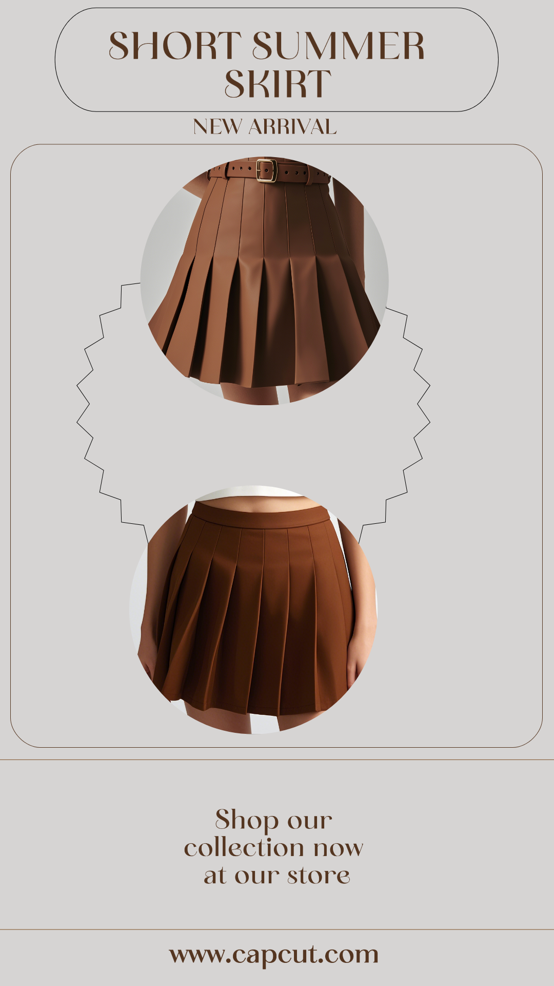 Ropa y zapatos Cartel de marketing Nueva llegada Historia de Instagram Falda corta