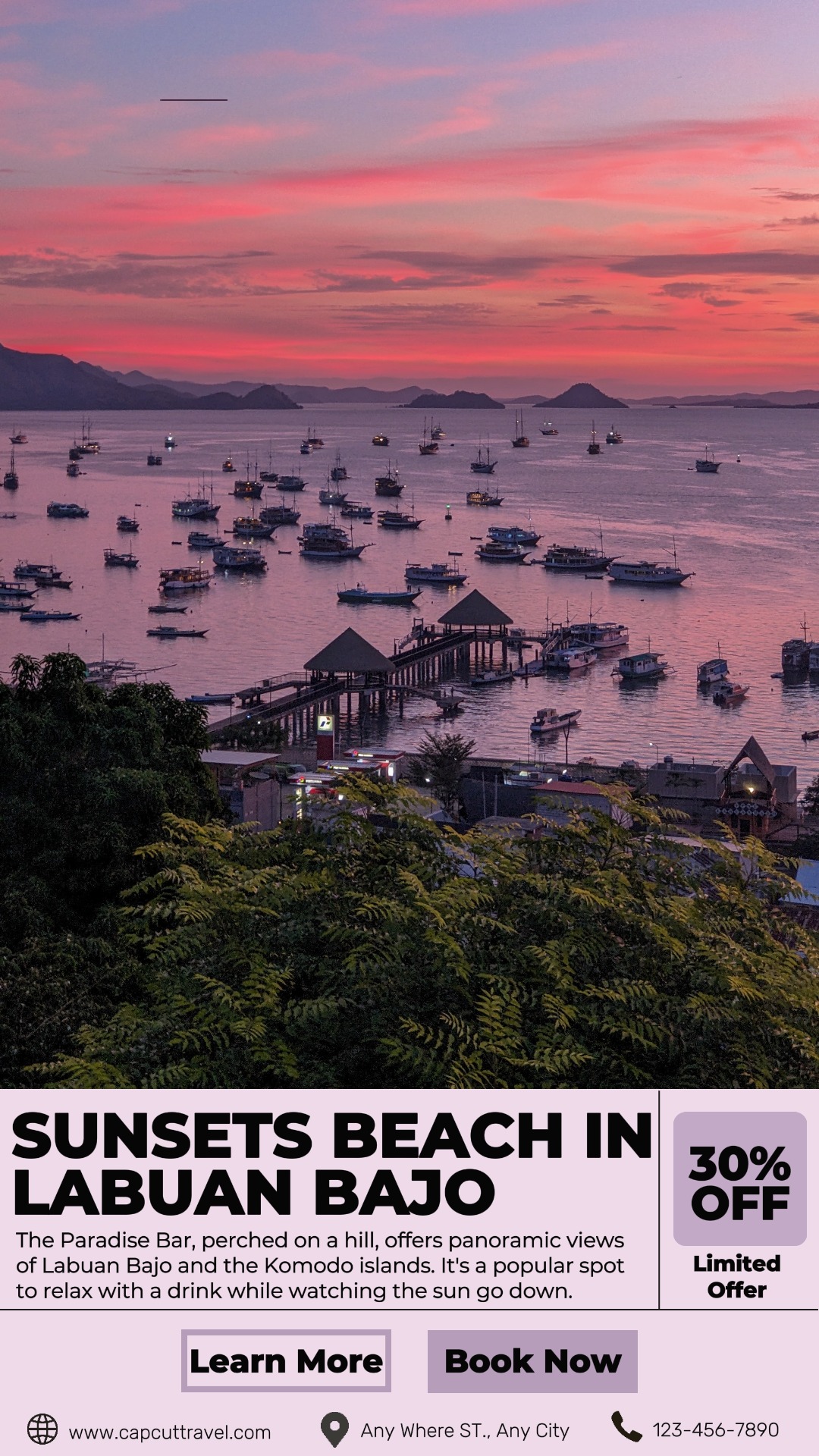 Reisen Sonnenuntergang Strand in Labuan Bajo Instagram Story
