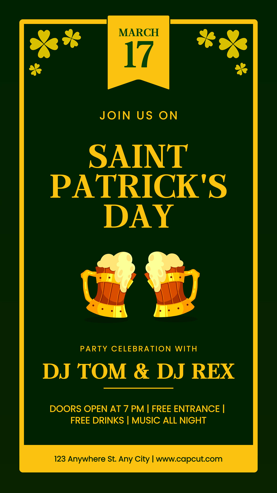 Acara Poster Pengumuman Hari St. Patrick Instagram Story Green Gold