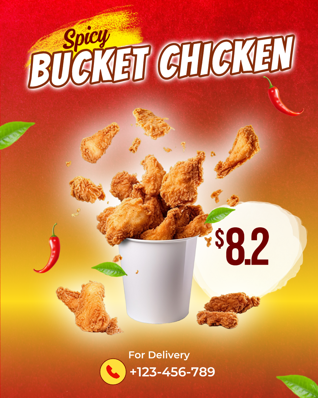 Póster de comida y pollo frito