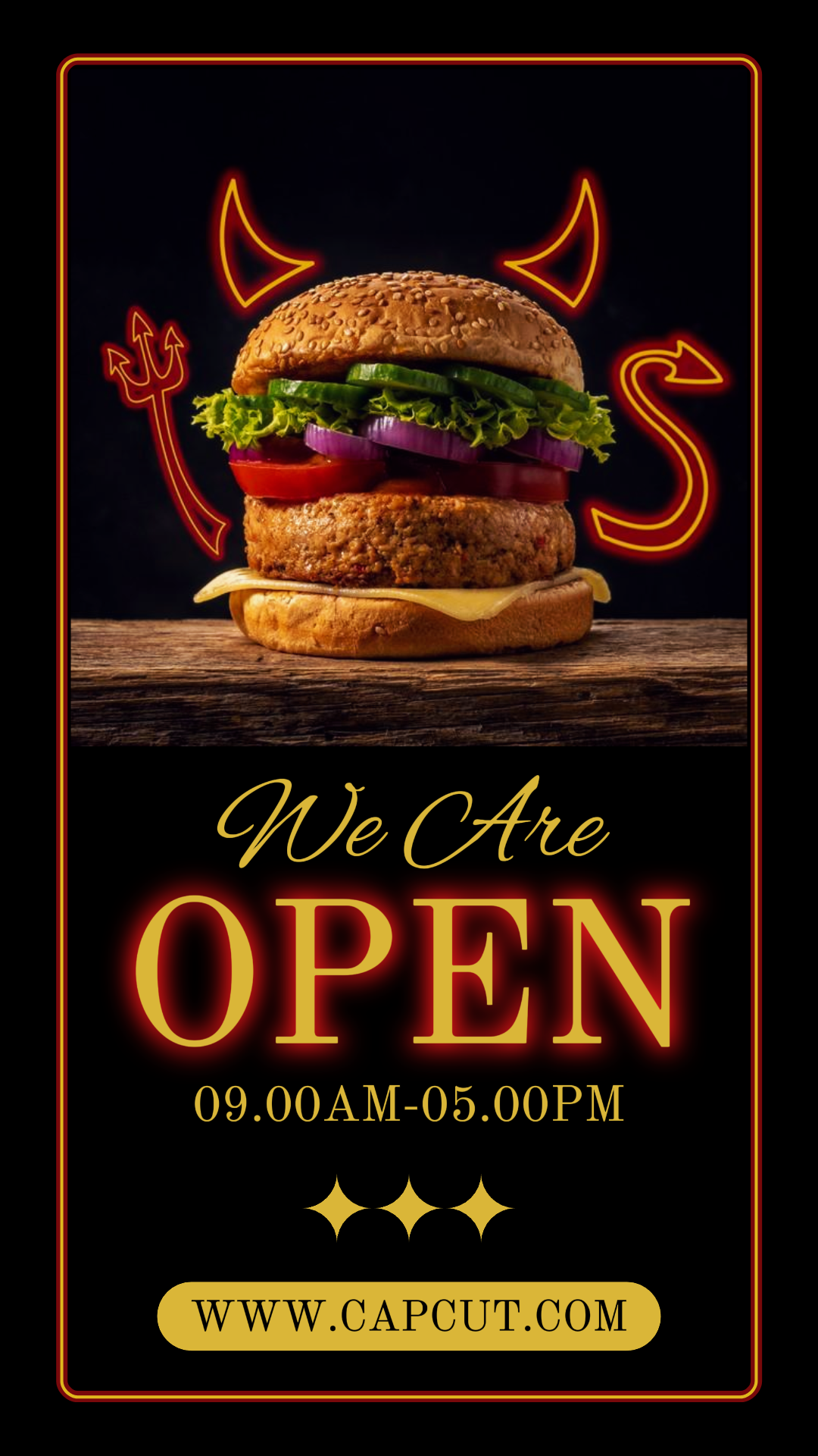 business and office creative poster instagram story we are open burger neon